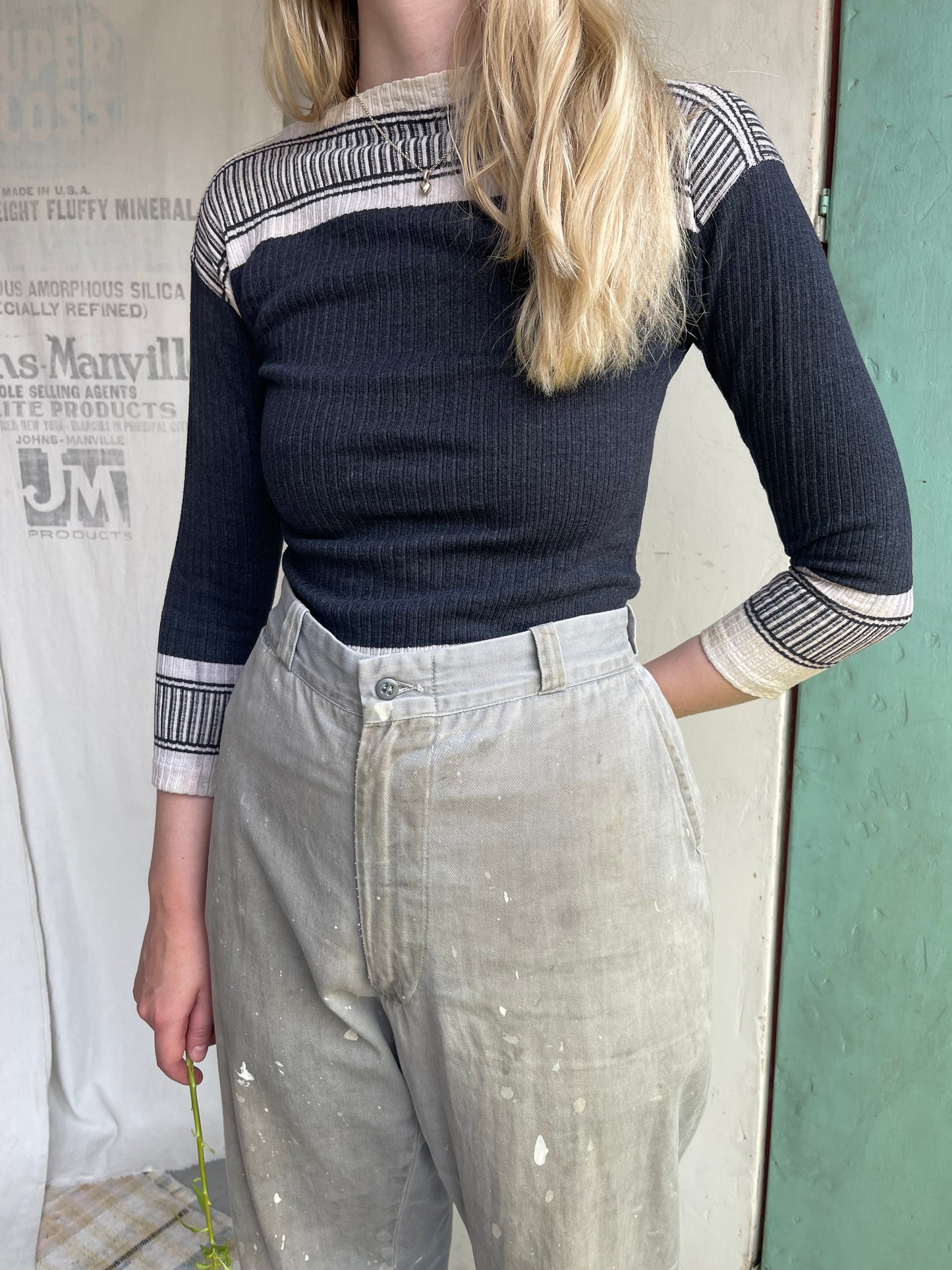 1940s Cotton Ribbed Knit