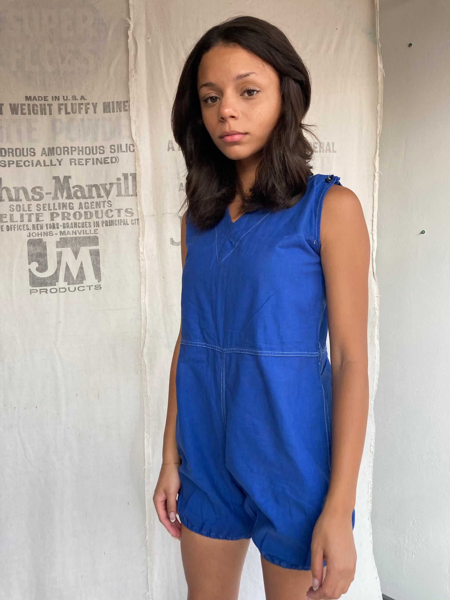 1930s 1940s Blue Cotton Gym Uniform
