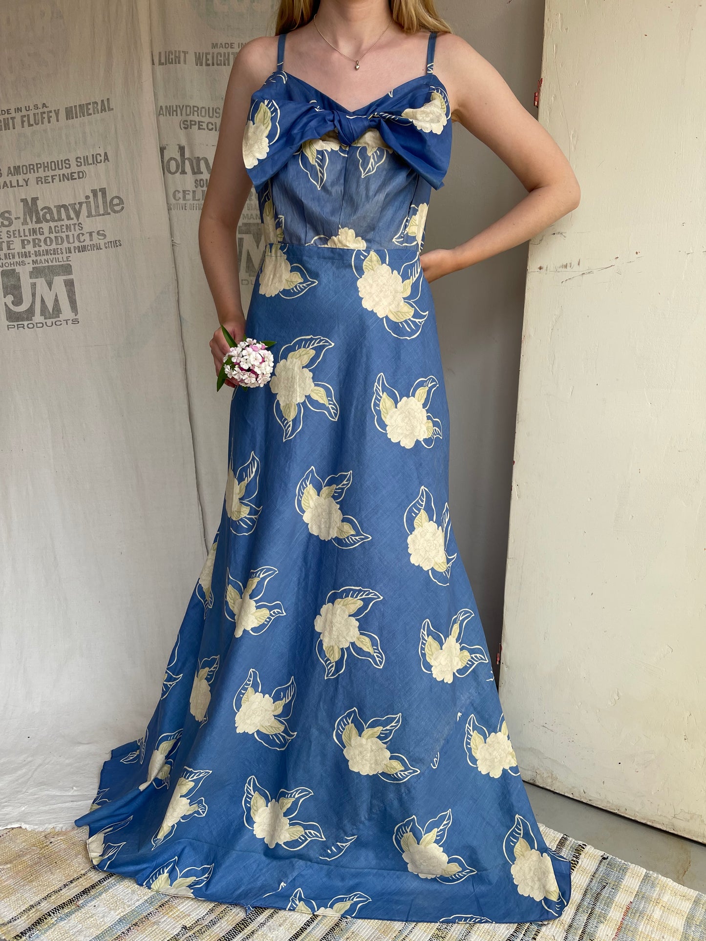 1930s Cotton Gown with Bow