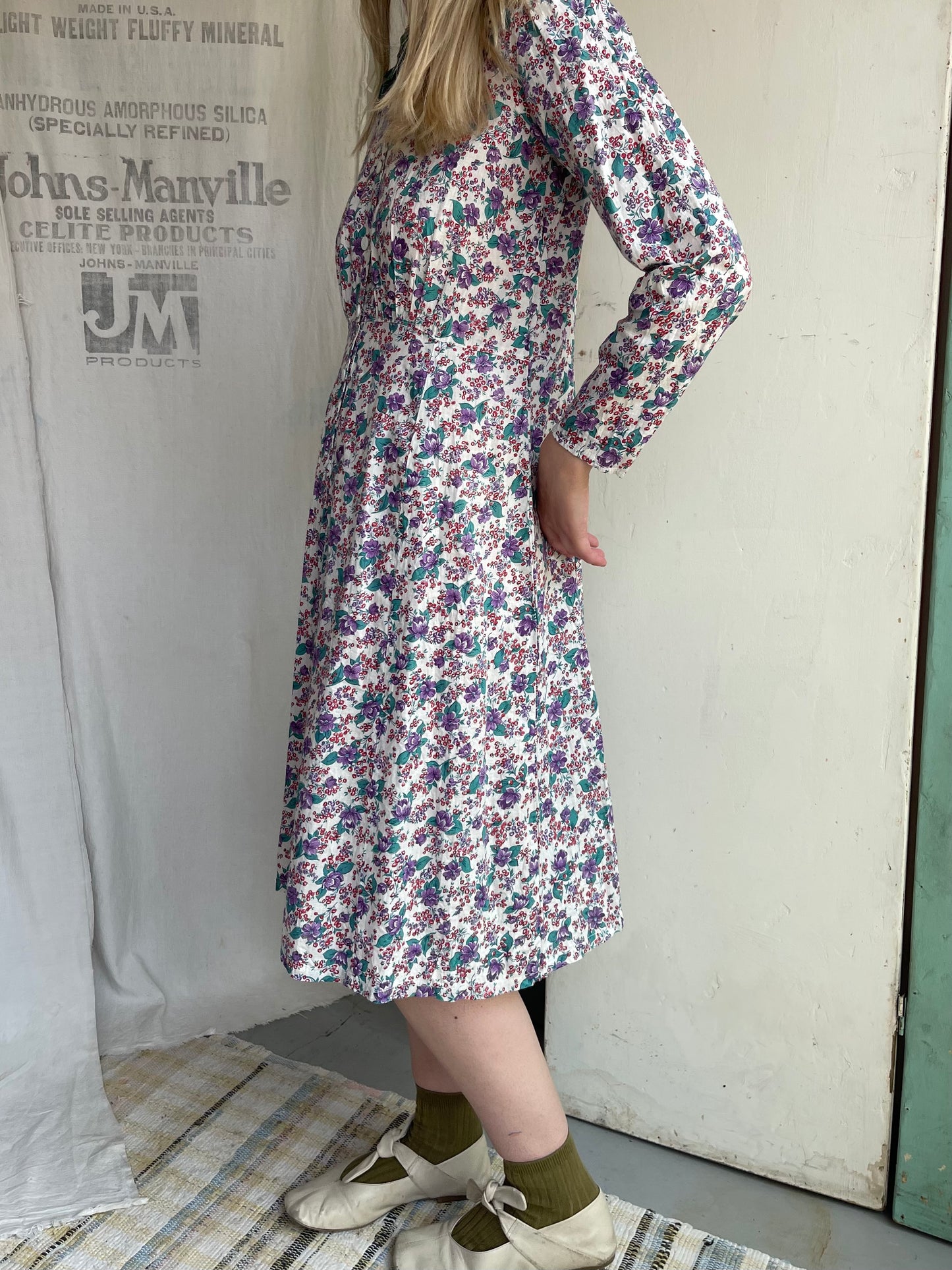 1930s 1940s Feedsack Floral Dress