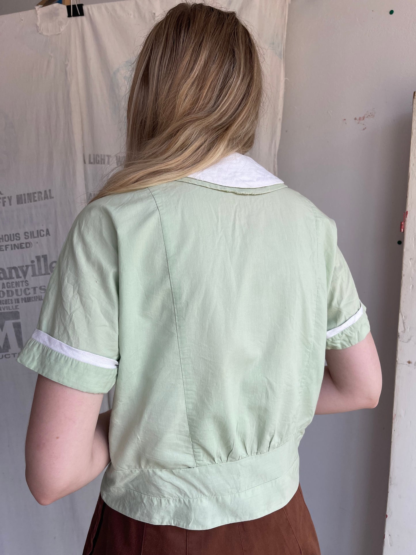 1940s 1950s Pastel Mint Green Top