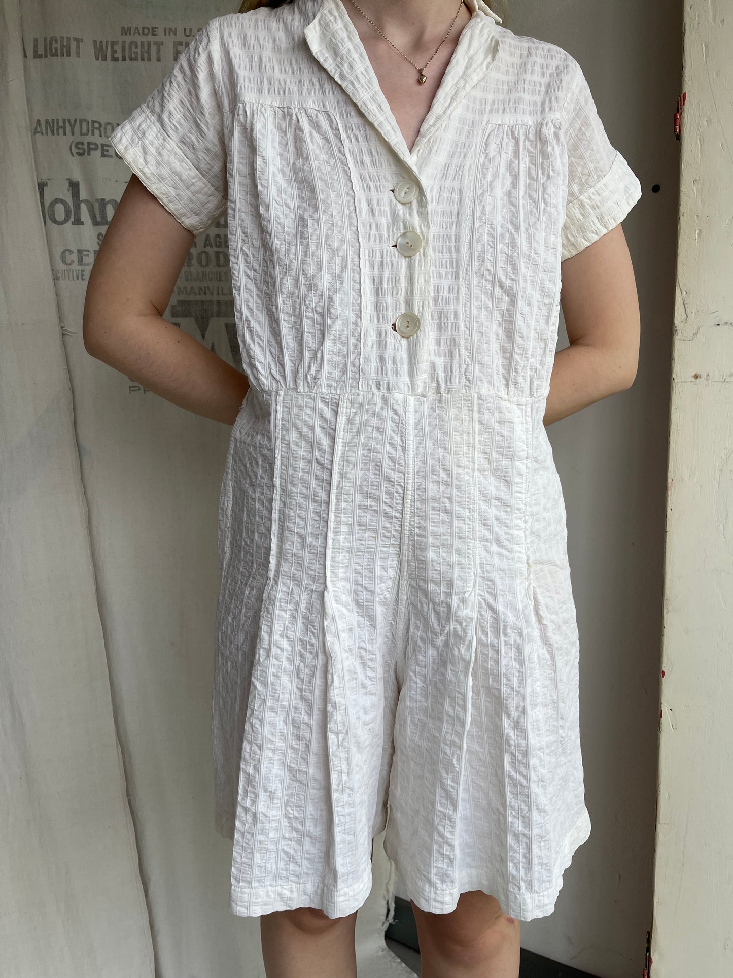 1940s Seersucker Romper and Skirt Set
