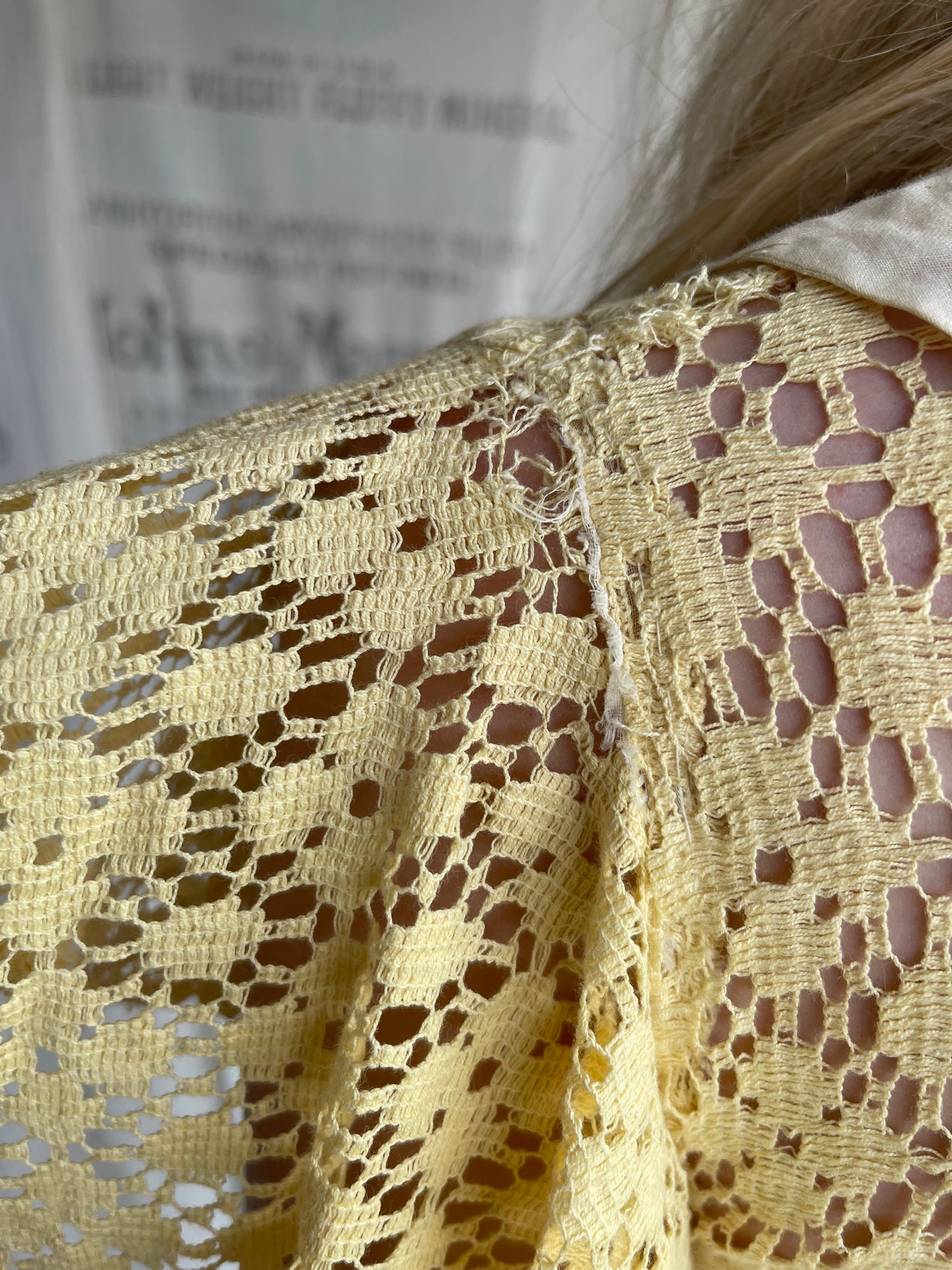 1930s Butter Yellow Crochet Dress