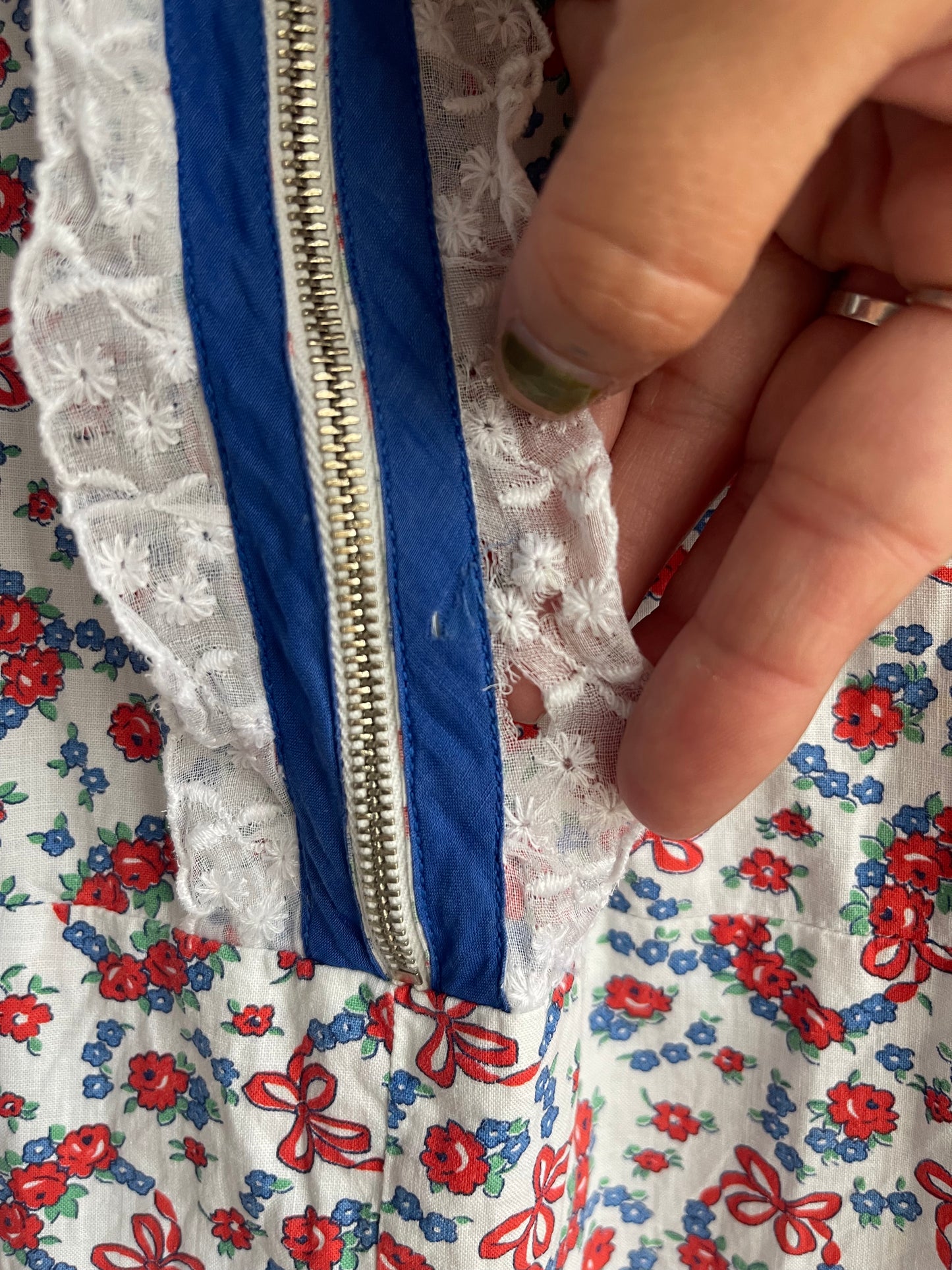 1930s 1940s Bell Zip Cotton Dress