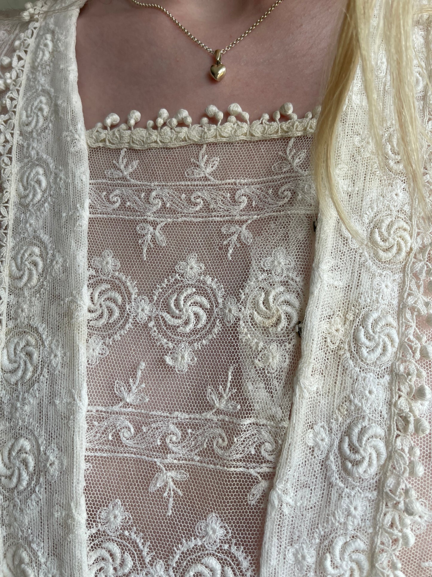 1920s Drop Waist Tambour Lace Dress