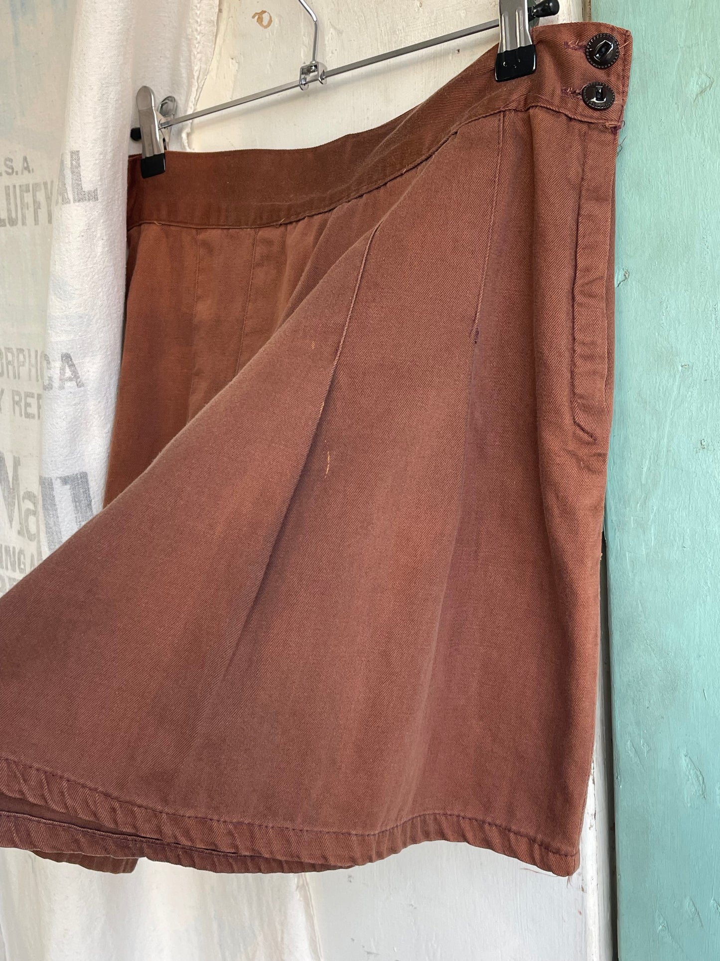 1940s Side Button Chocolate Brown Shorts