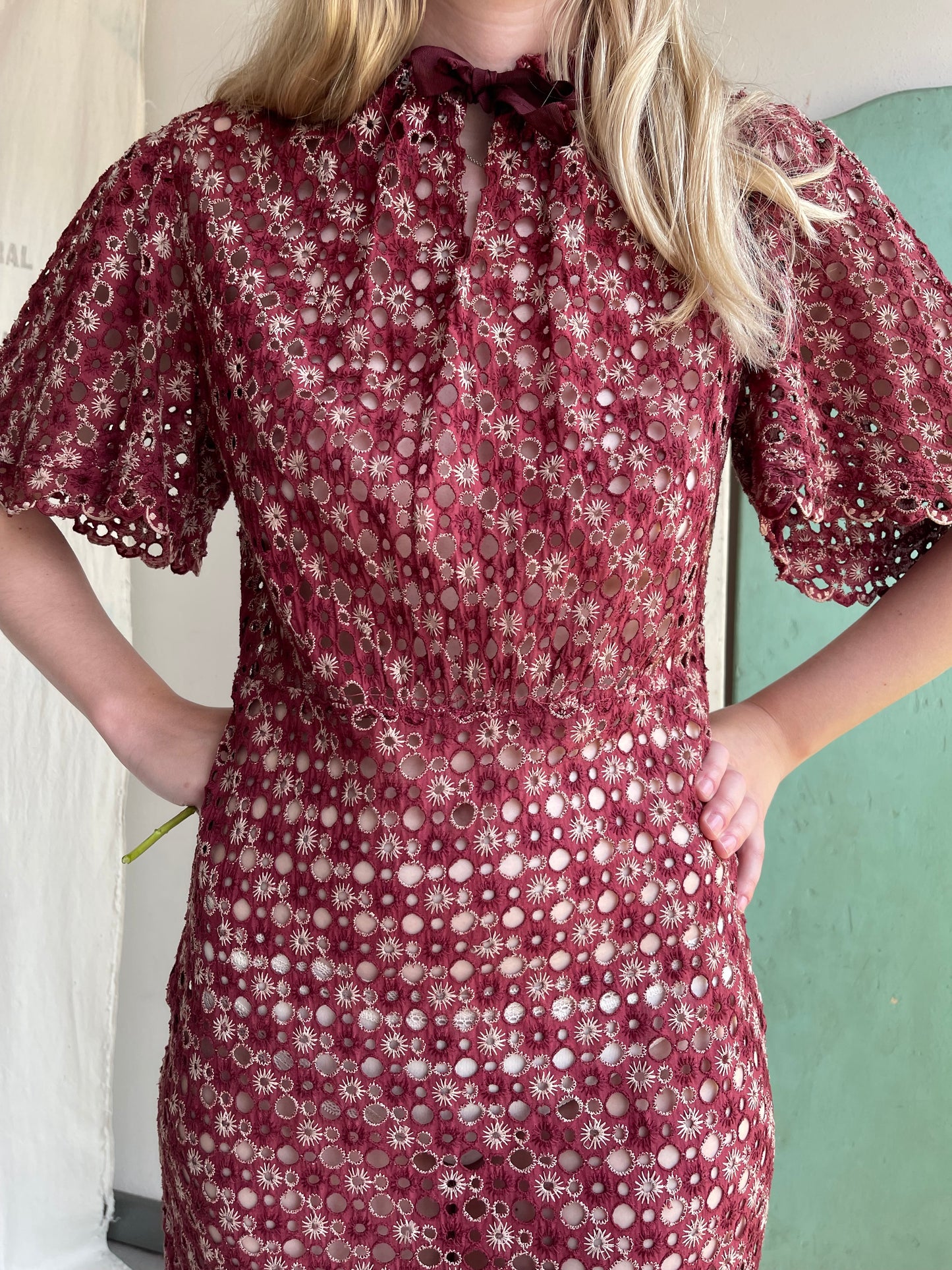 1930s 1940s Eyelet Dress