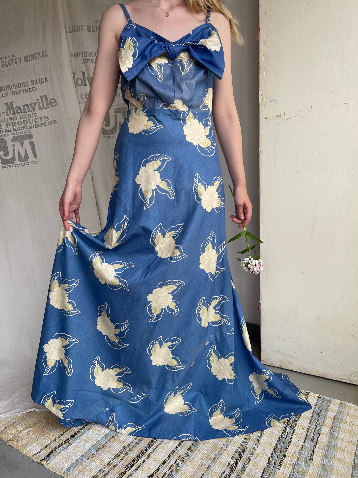1930s Cotton Gown with Bow