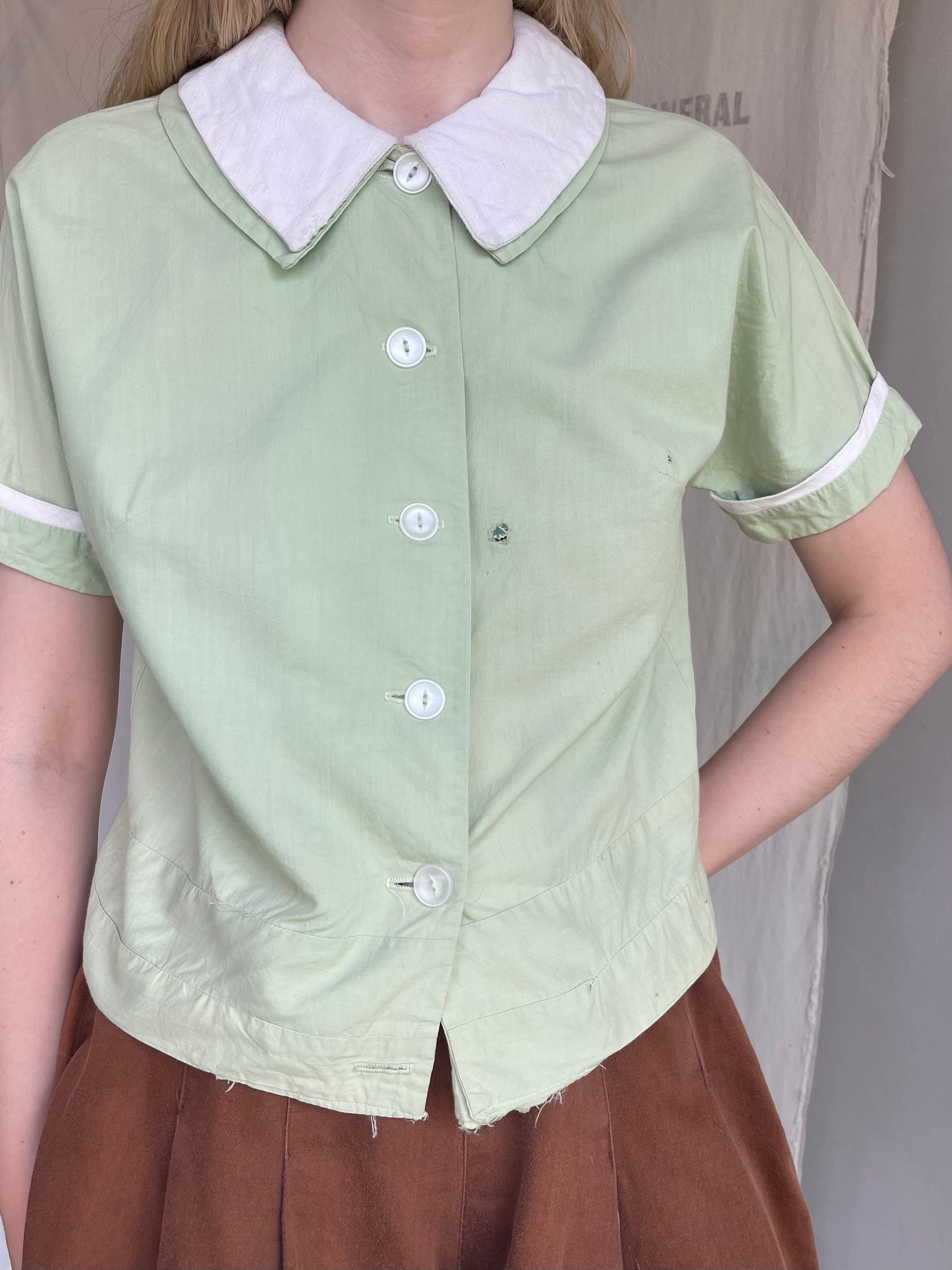 1940s 1950s Pastel Mint Green Top