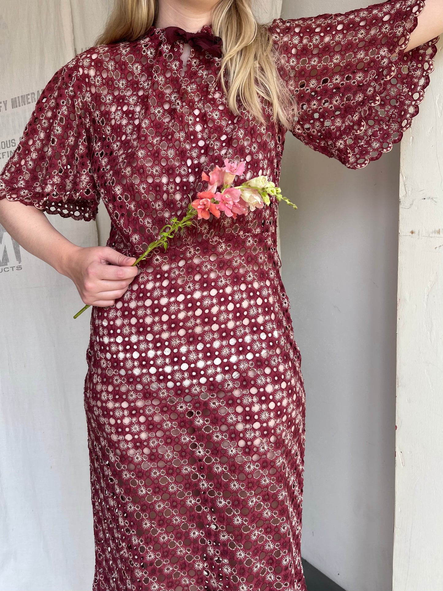 1930s 1940s Eyelet Dress
