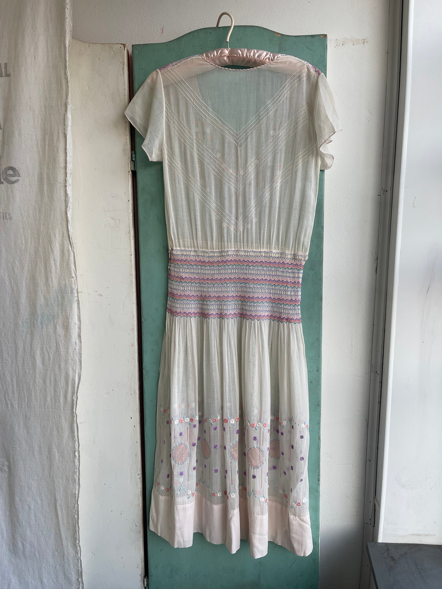 1920s Pastel Hungarian Cotton Dress