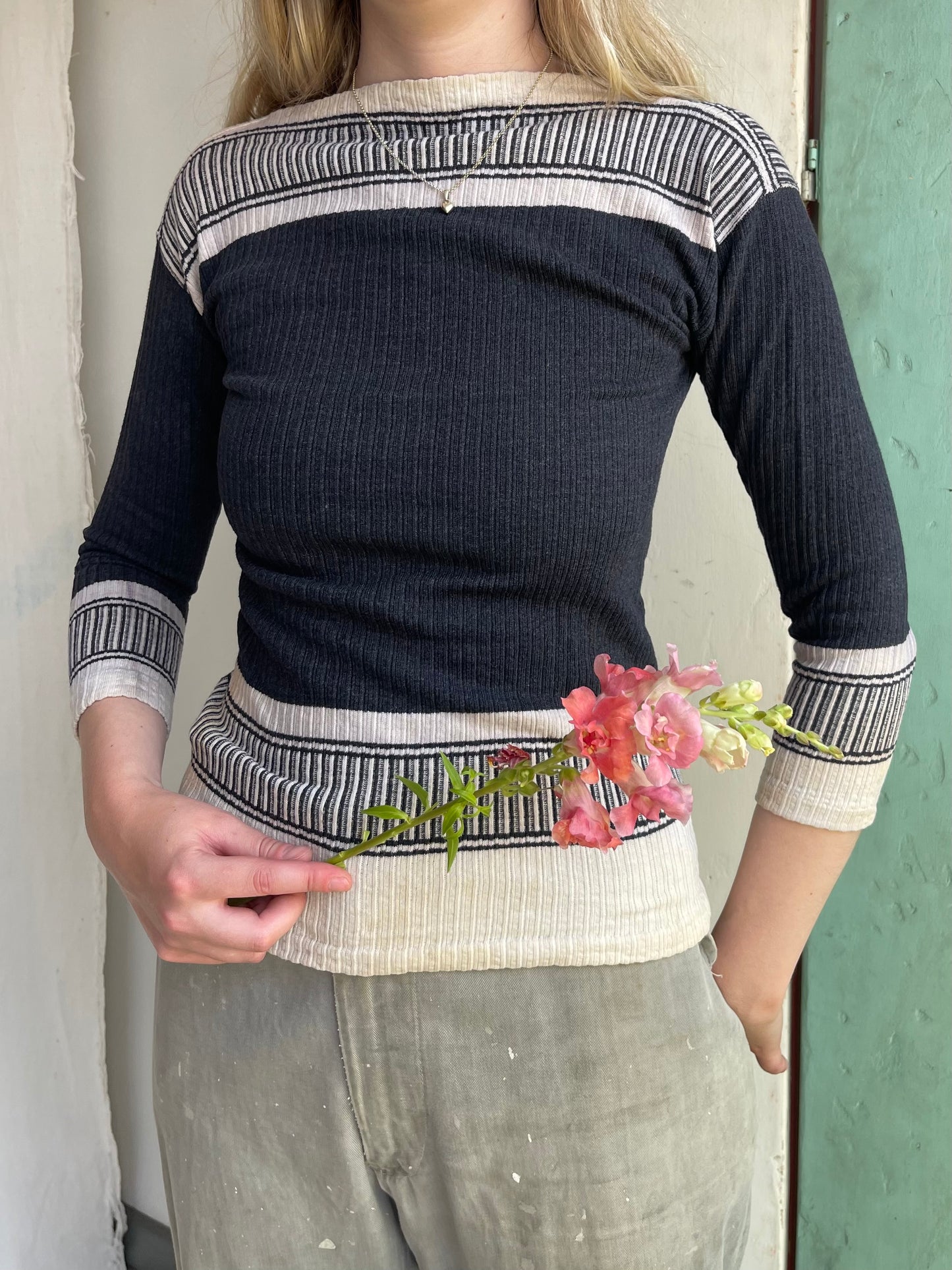 1940s Cotton Ribbed Knit