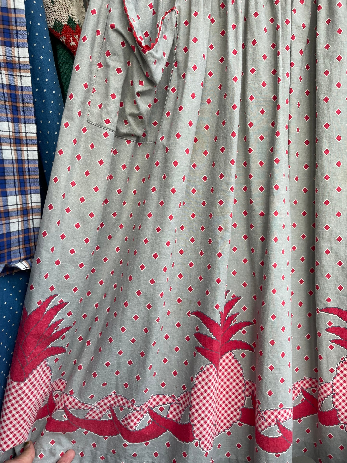 1930s 1940s Cotton Pineapple Novelty Print Dress