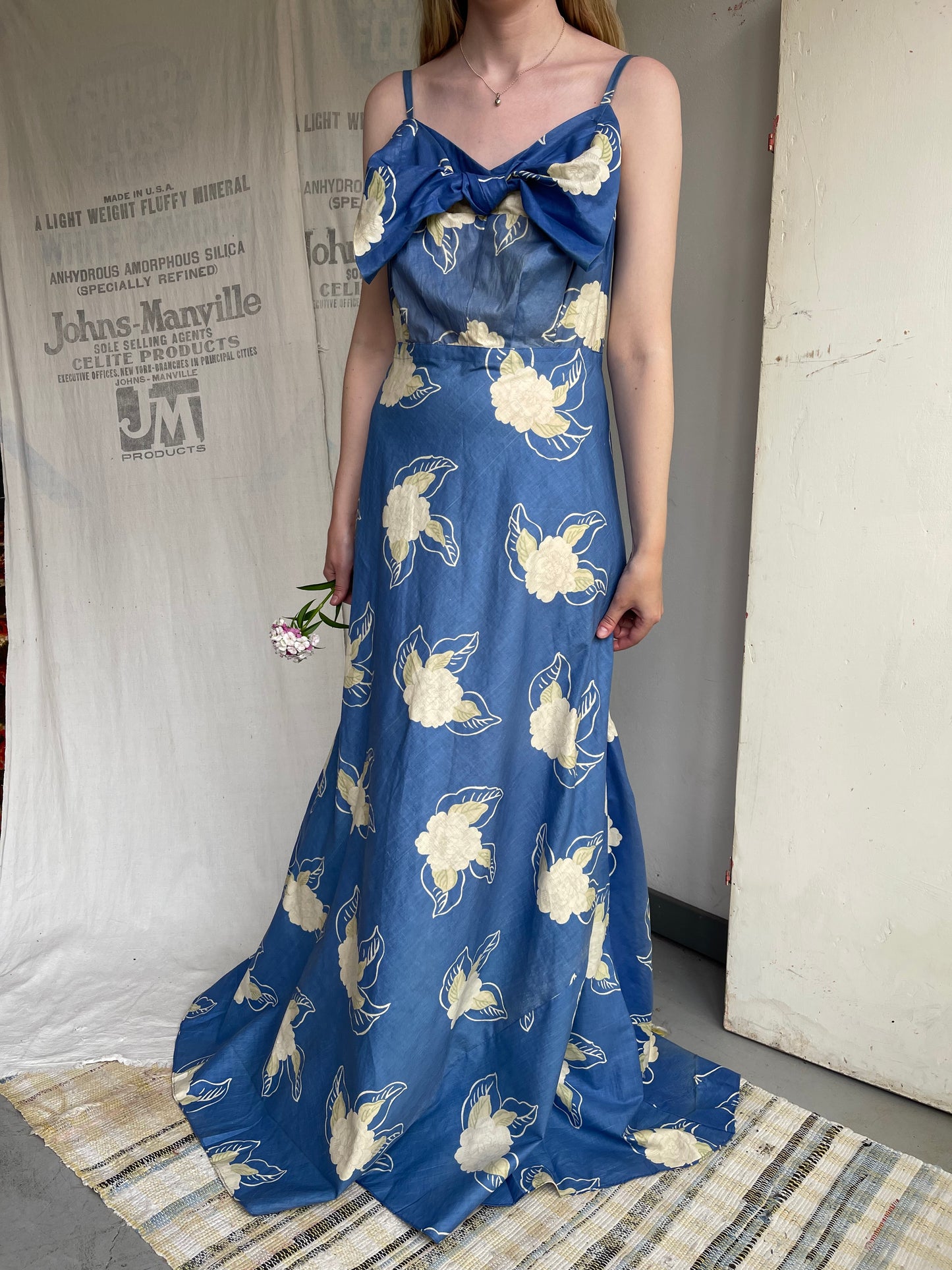1930s Cotton Gown with Bow