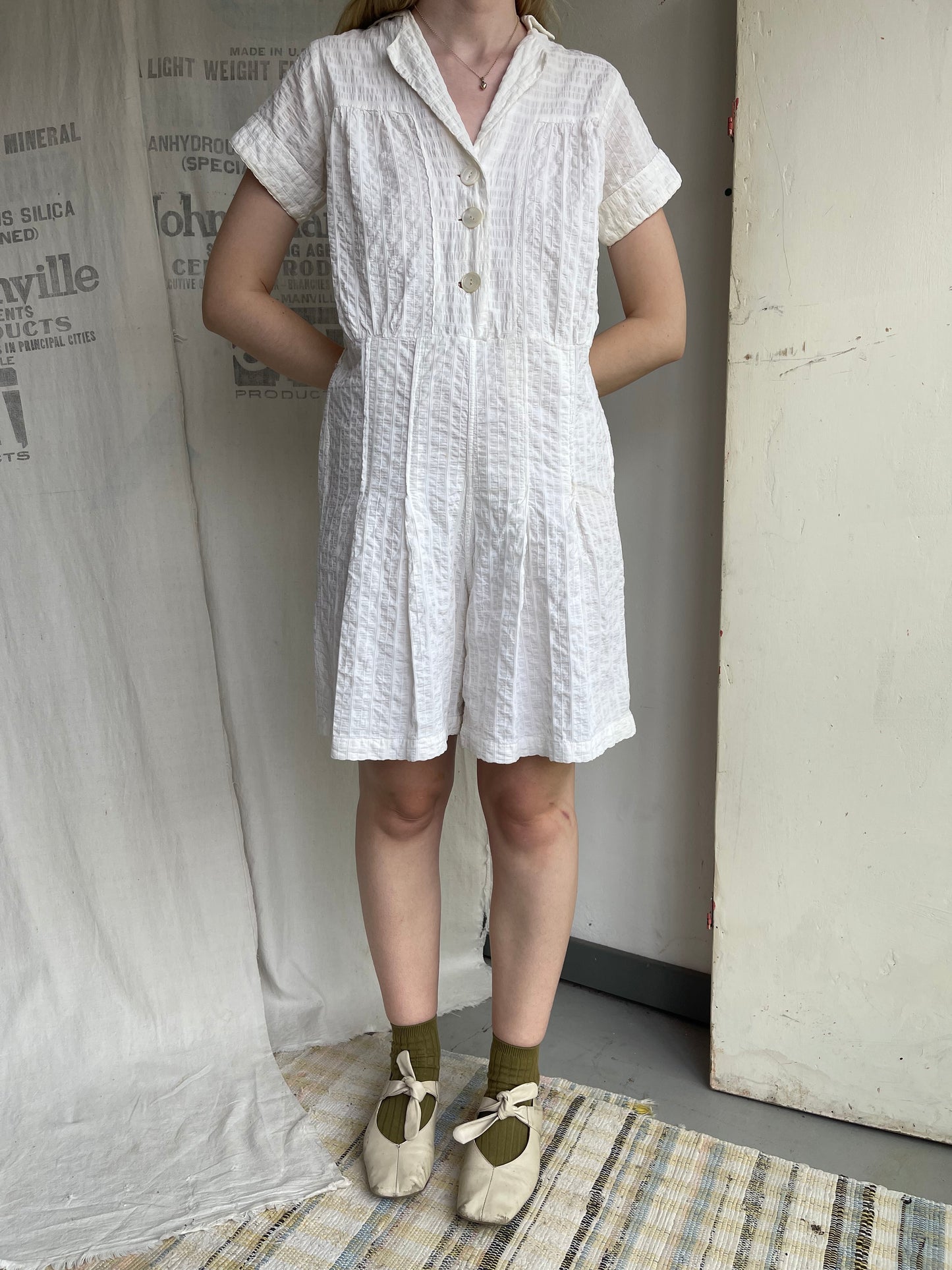1940s Seersucker Romper and Skirt Set