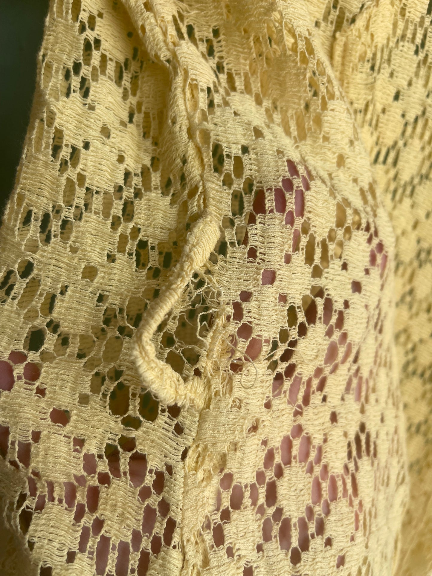 1930s Butter Yellow Crochet Dress