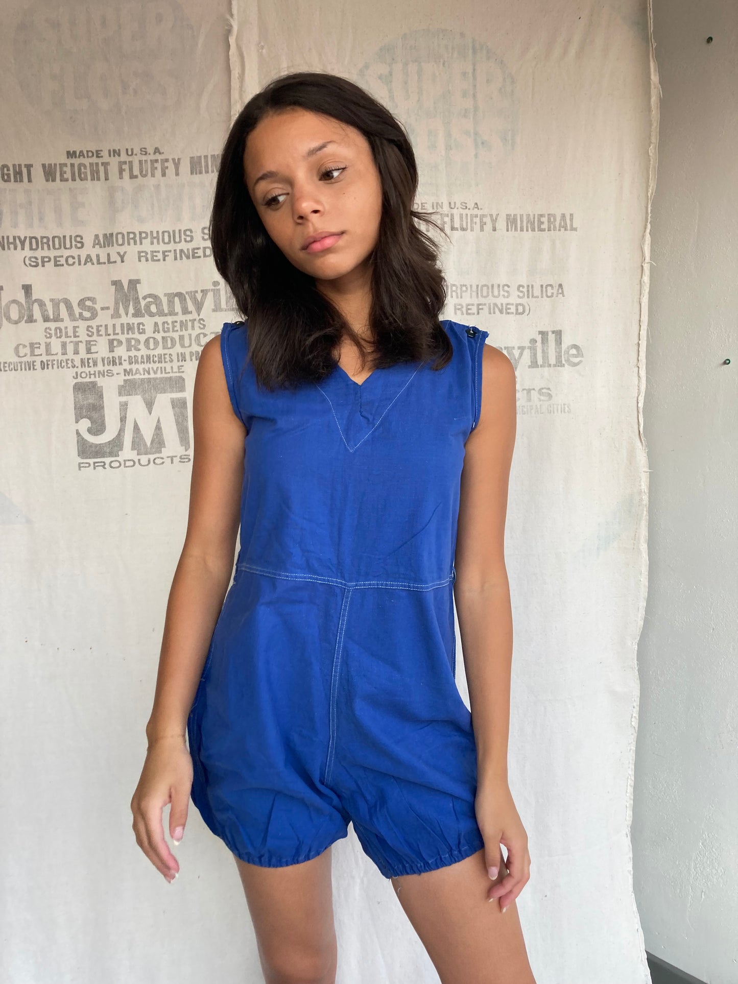 1930s 1940s Blue Cotton Gym Uniform