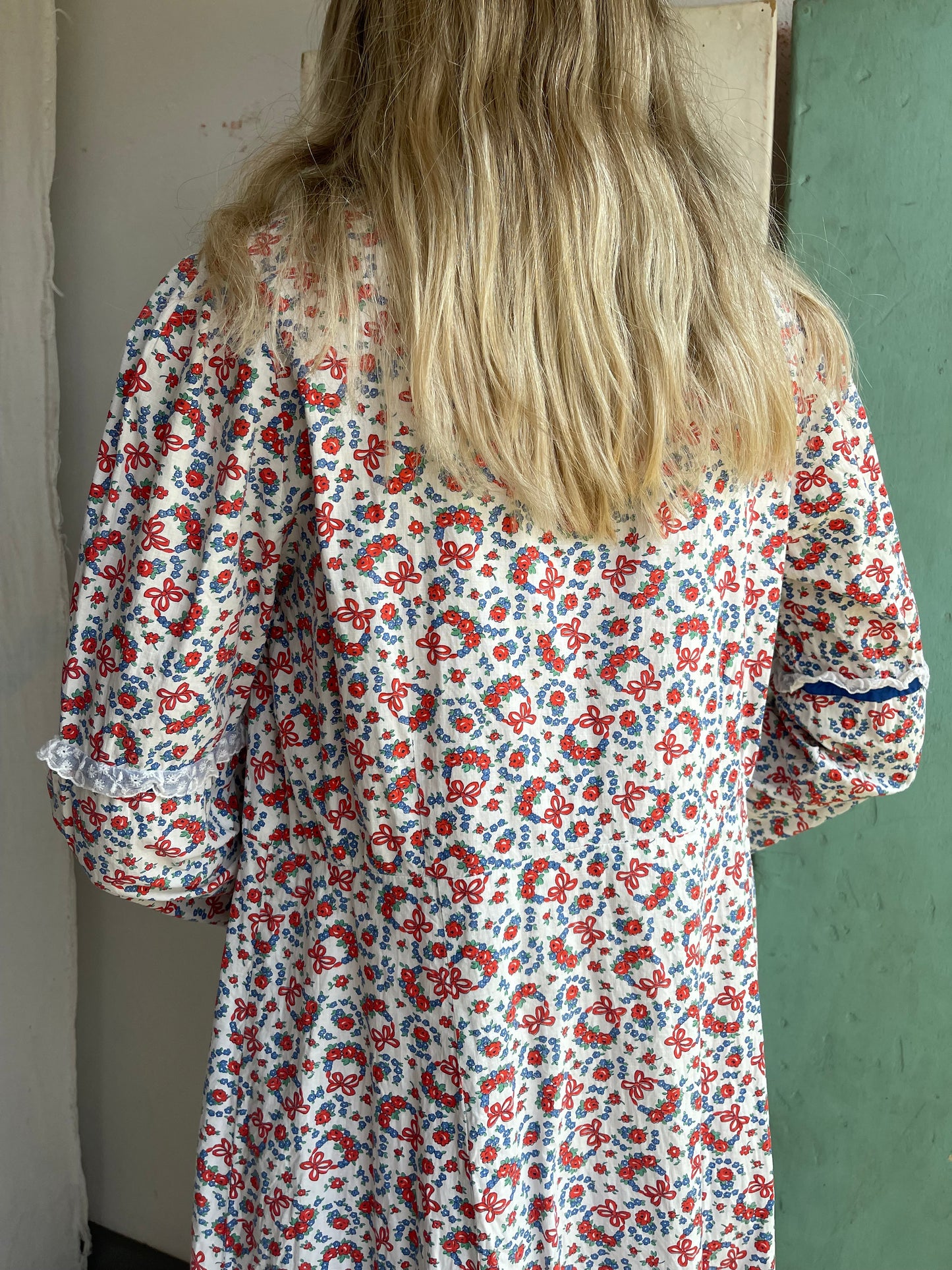 1930s 1940s Bell Zip Cotton Dress