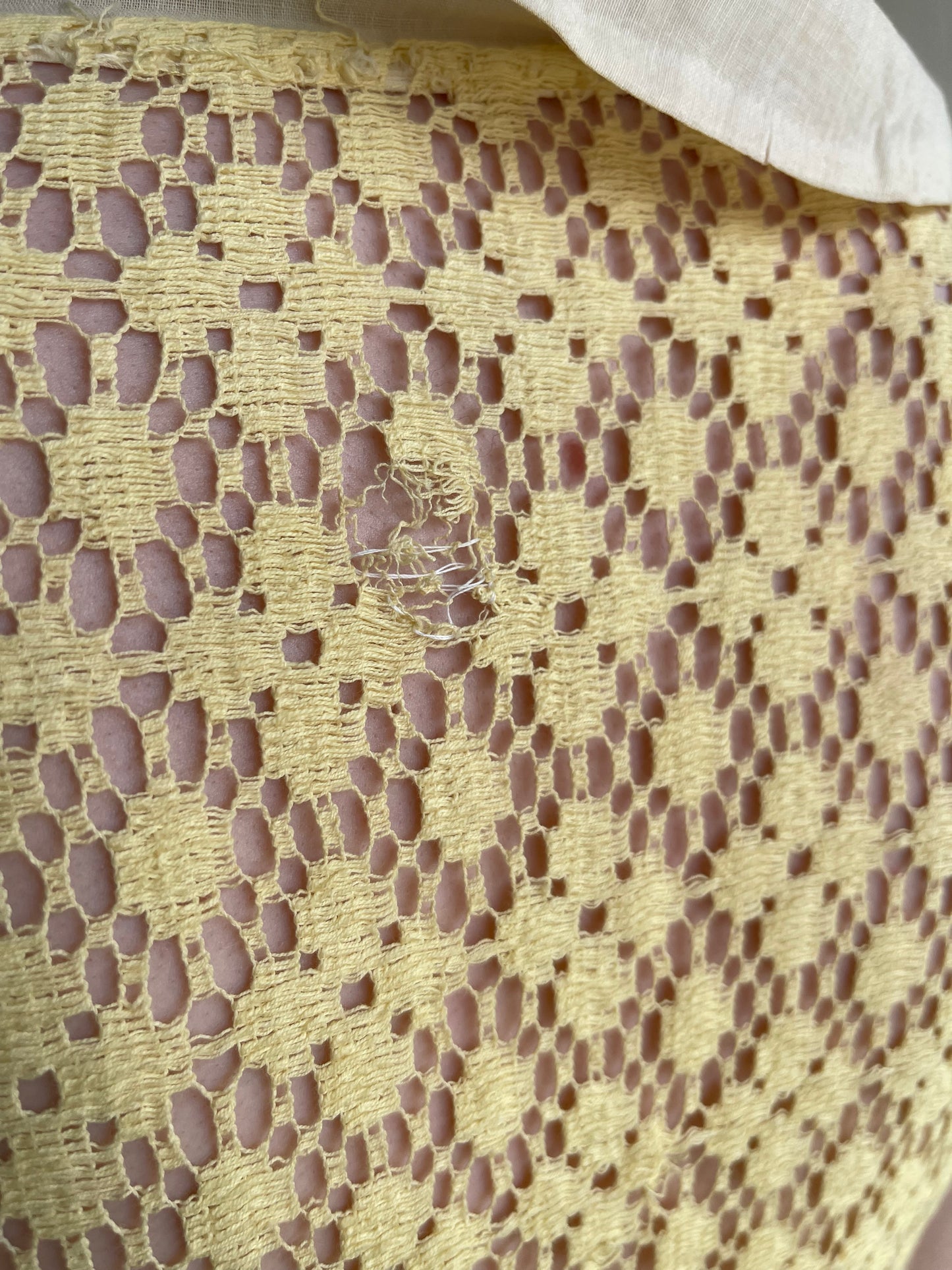 1930s Butter Yellow Crochet Dress