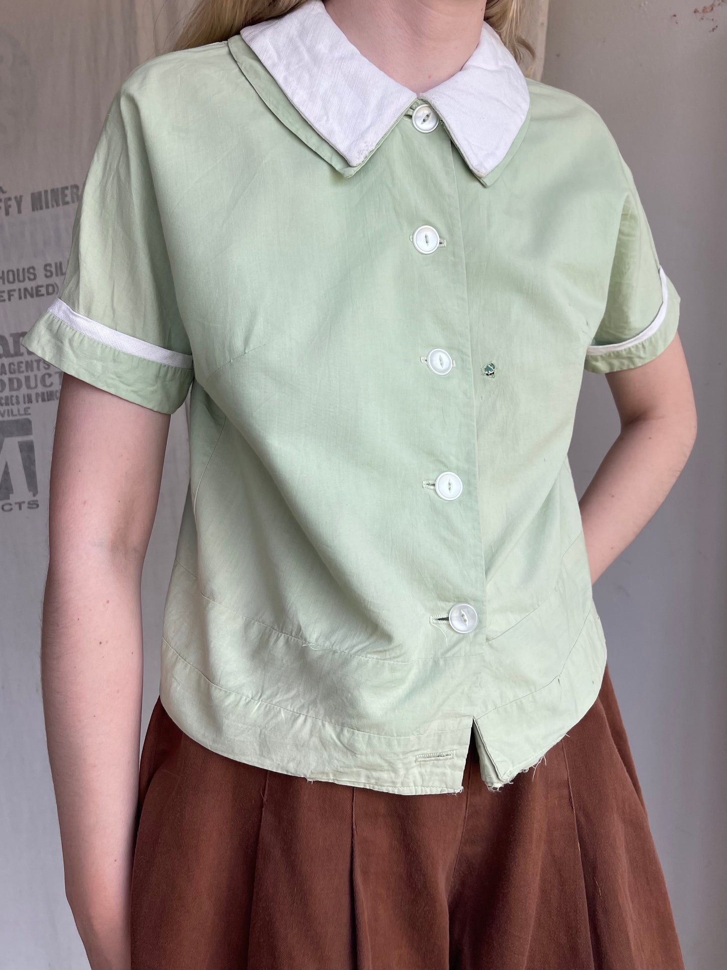 1940s 1950s Pastel Mint Green Top