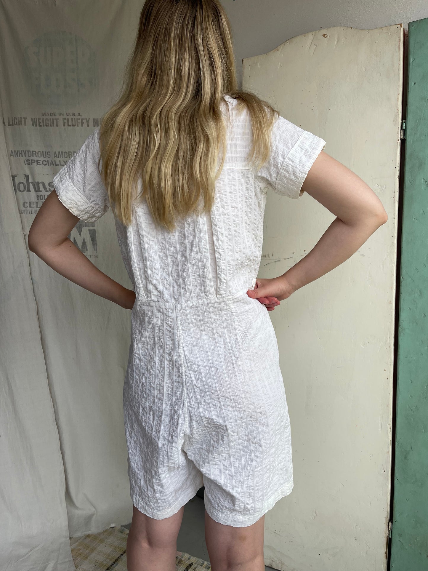 1940s Seersucker Romper and Skirt Set