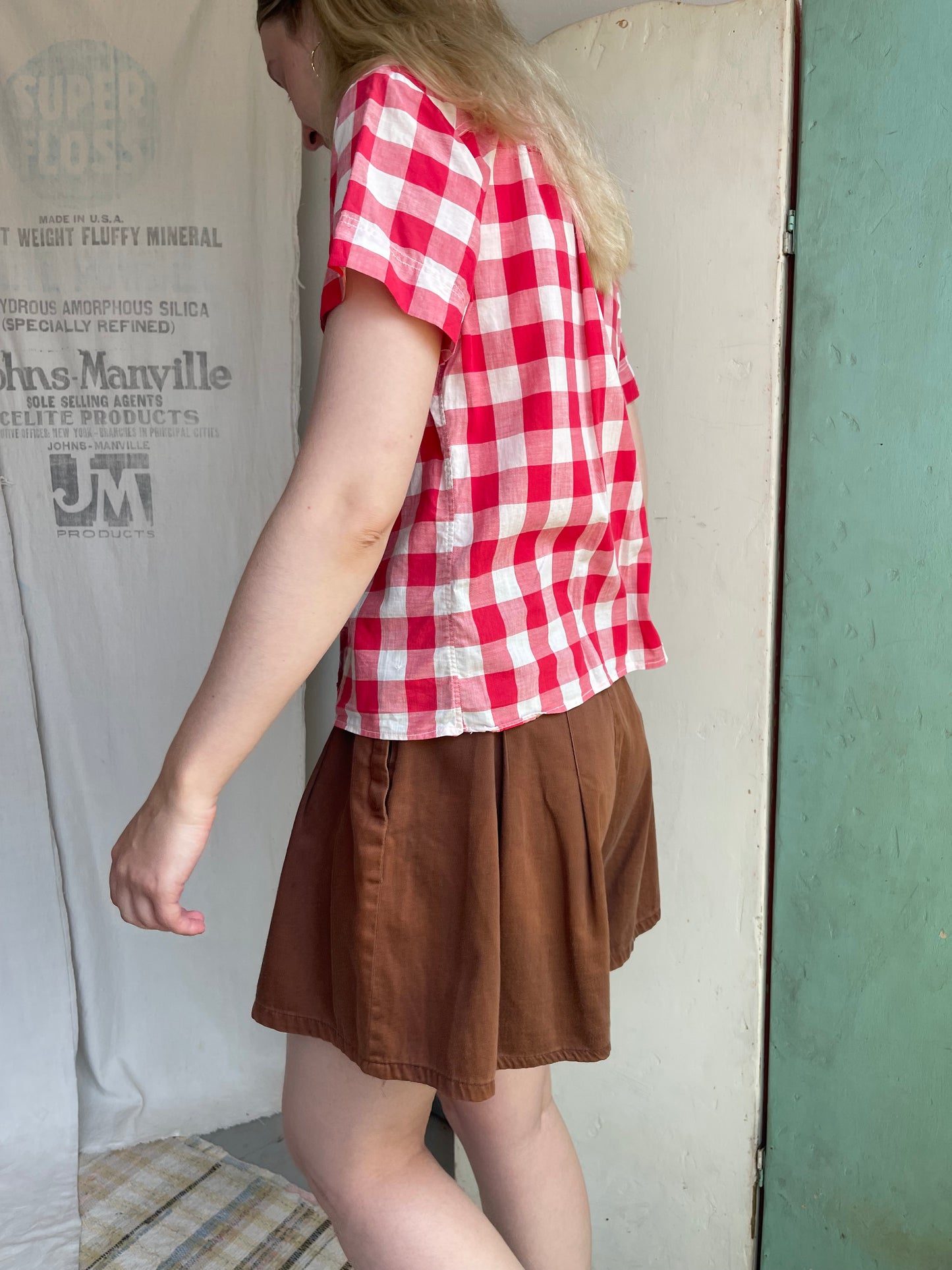 1940s Cotton Plaid Top