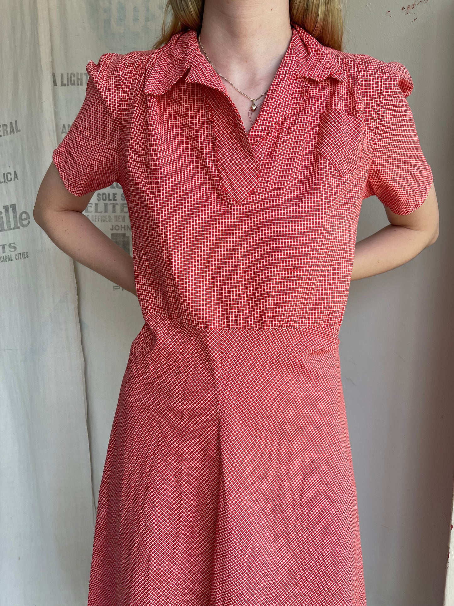 1930s Plaid Cotton Dress