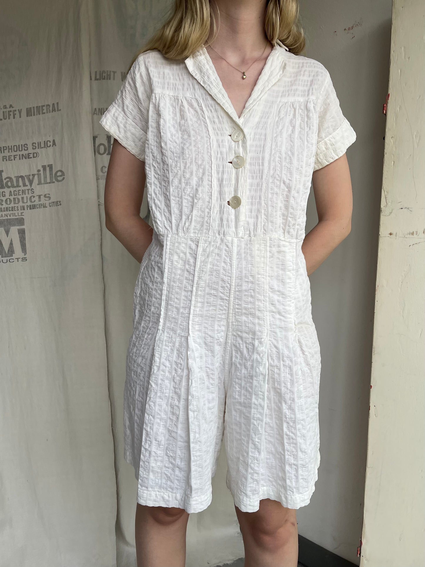 1940s Seersucker Romper and Skirt Set