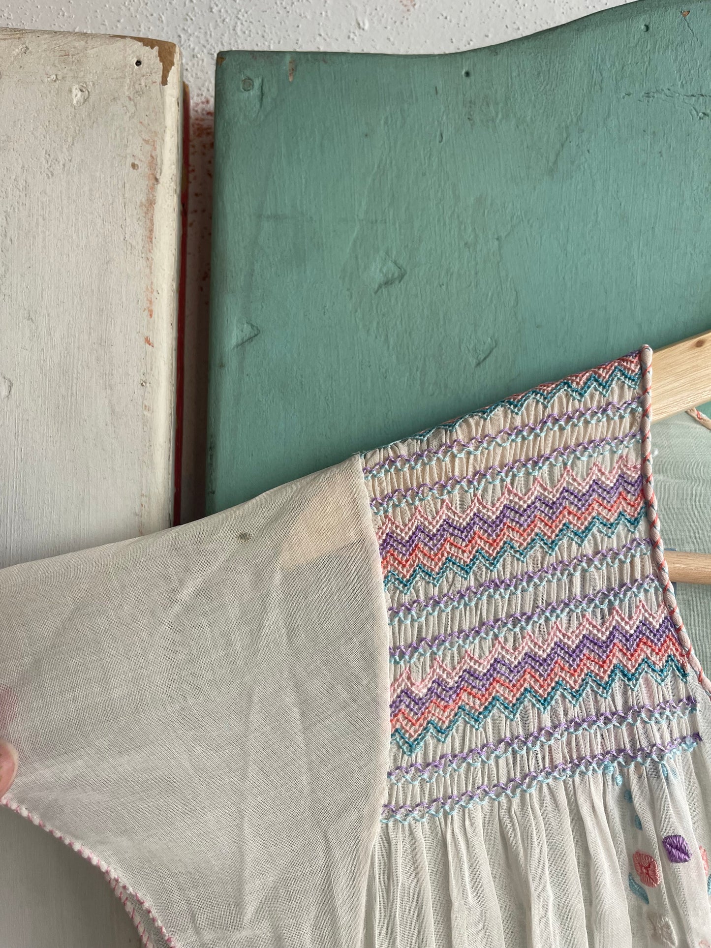 1920s Pastel Hungarian Cotton Dress