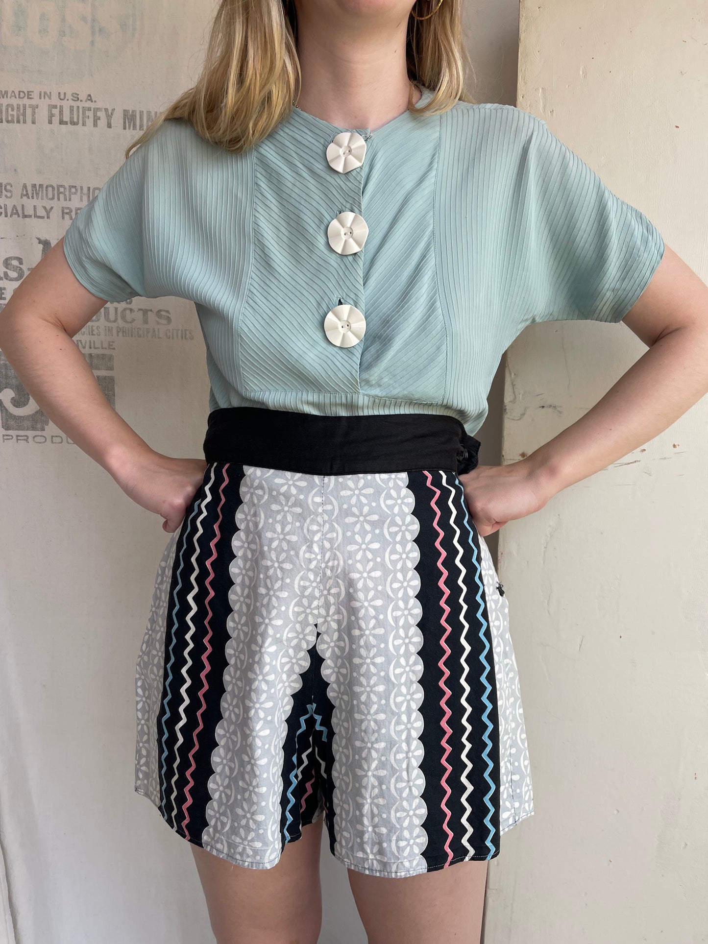 1930s 1940s Rayon Top