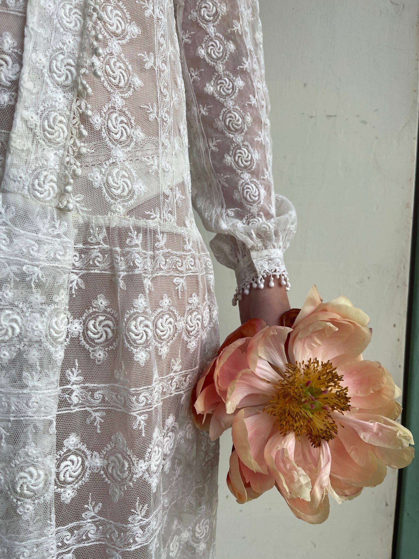 1920s Drop Waist Tambour Lace Dress