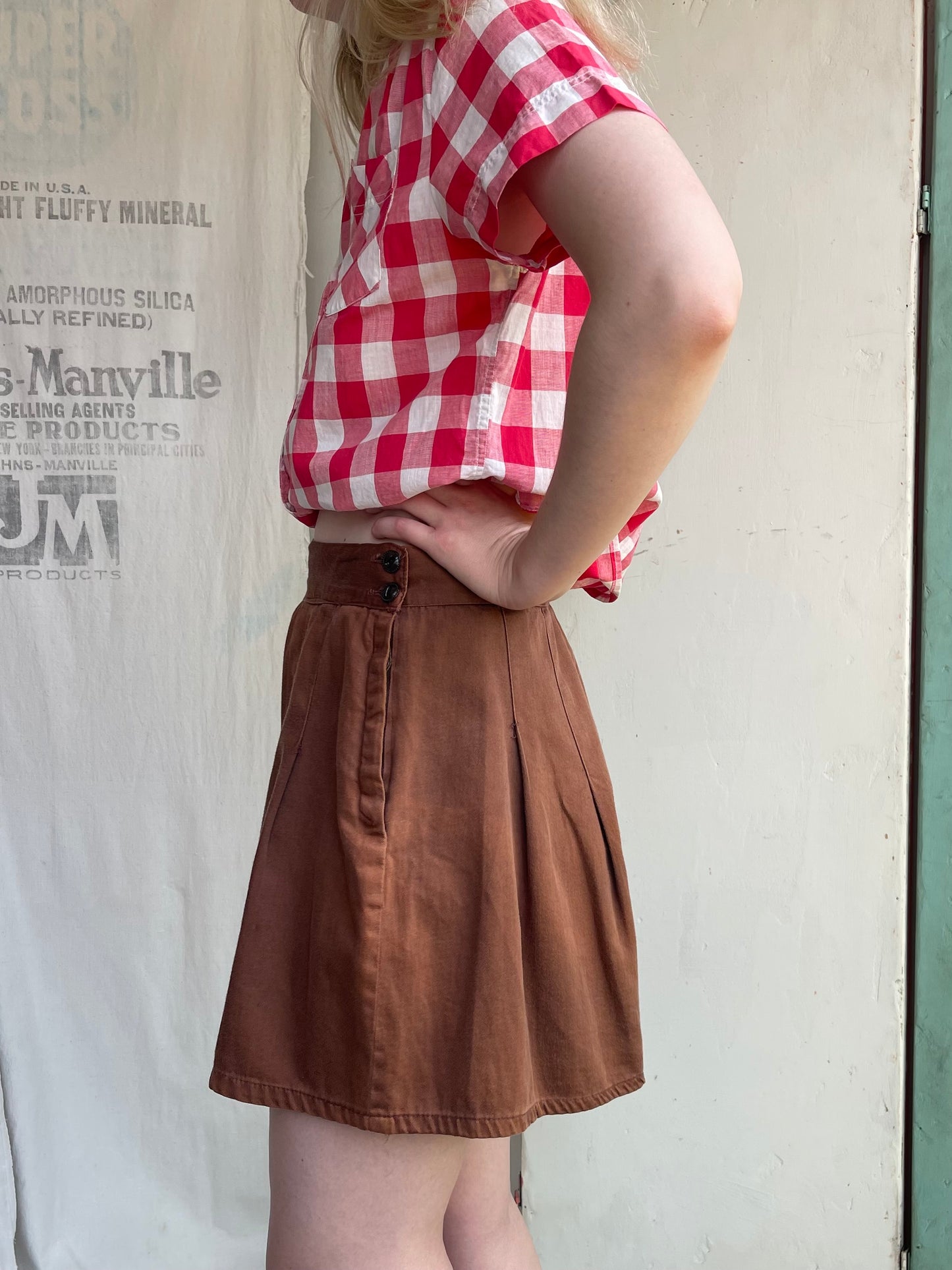 1940s Side Button Chocolate Brown Shorts