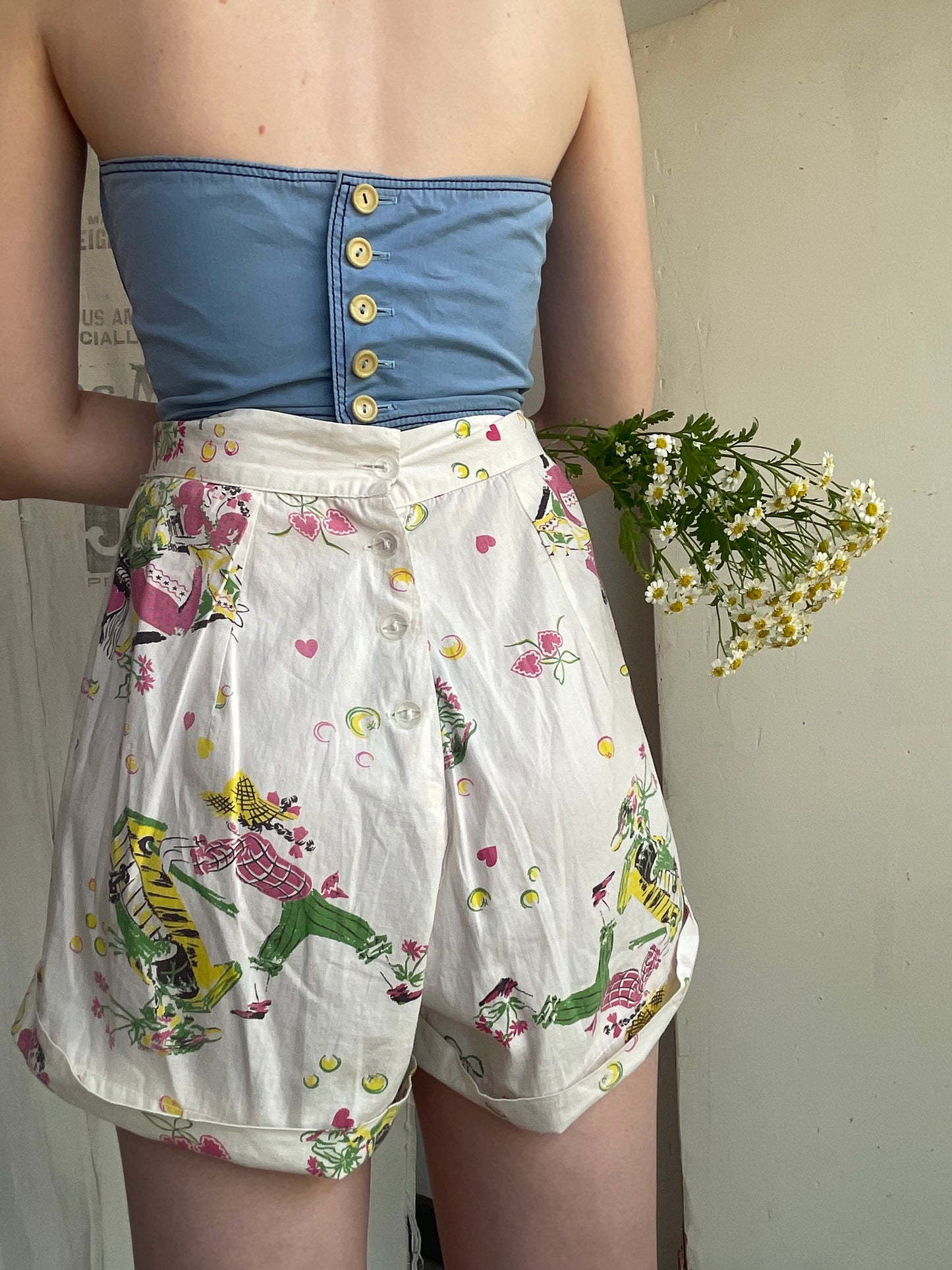1940s 1950s Novelty Print Shorts