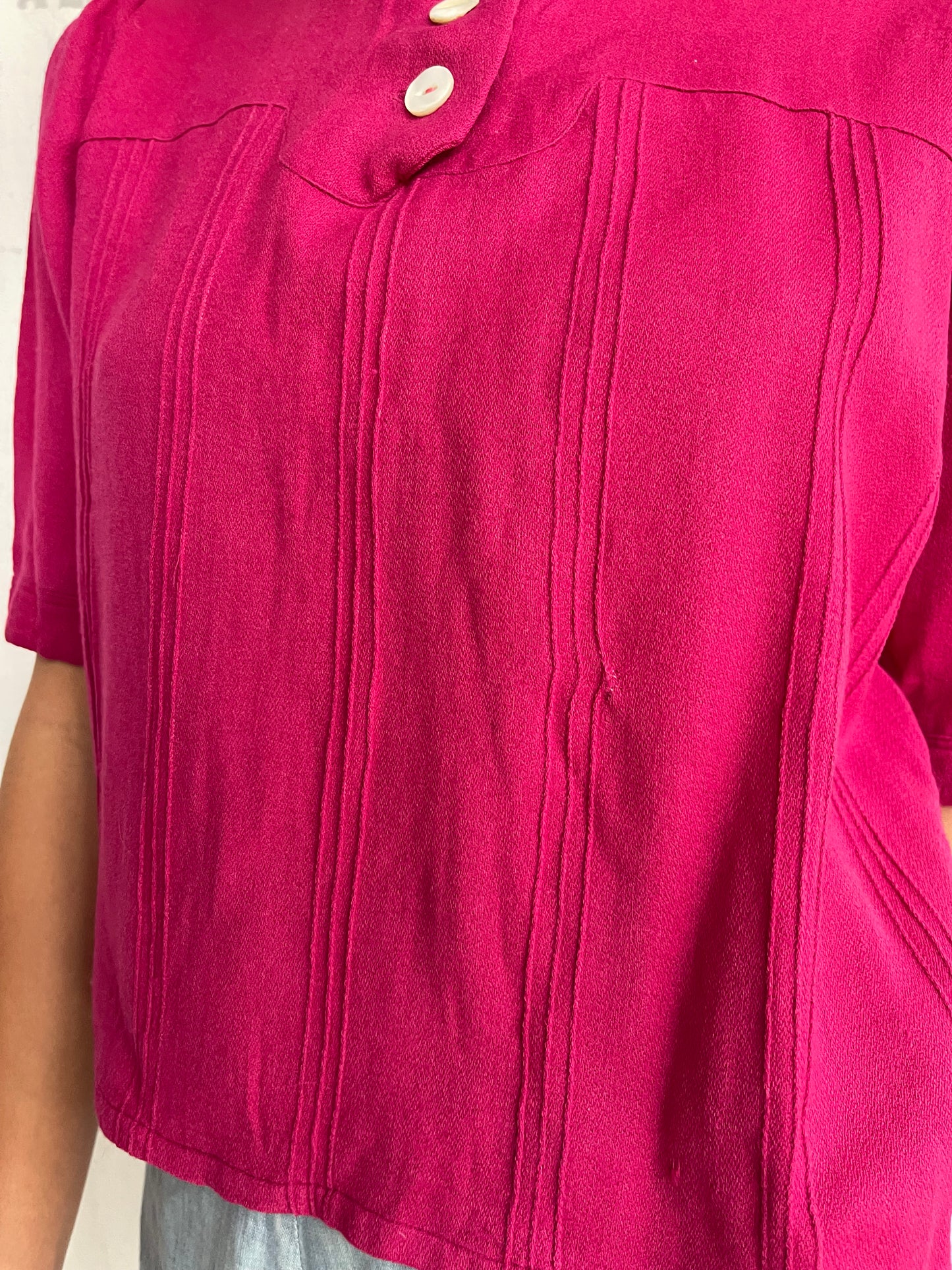1940s Magenta Puff Sleeve Blouse