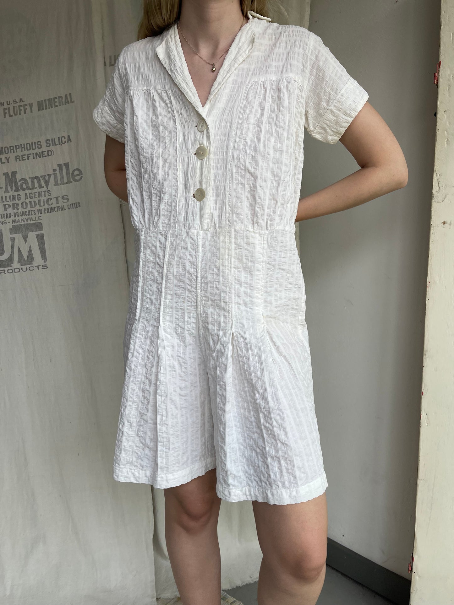 1940s Seersucker Romper and Skirt Set