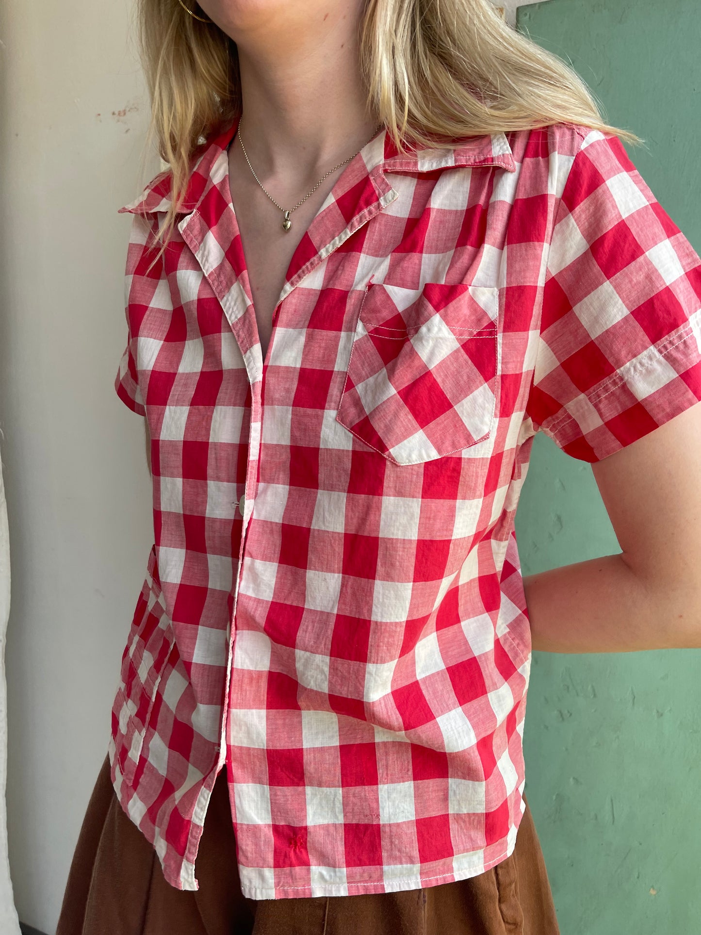 1940s Cotton Plaid Top