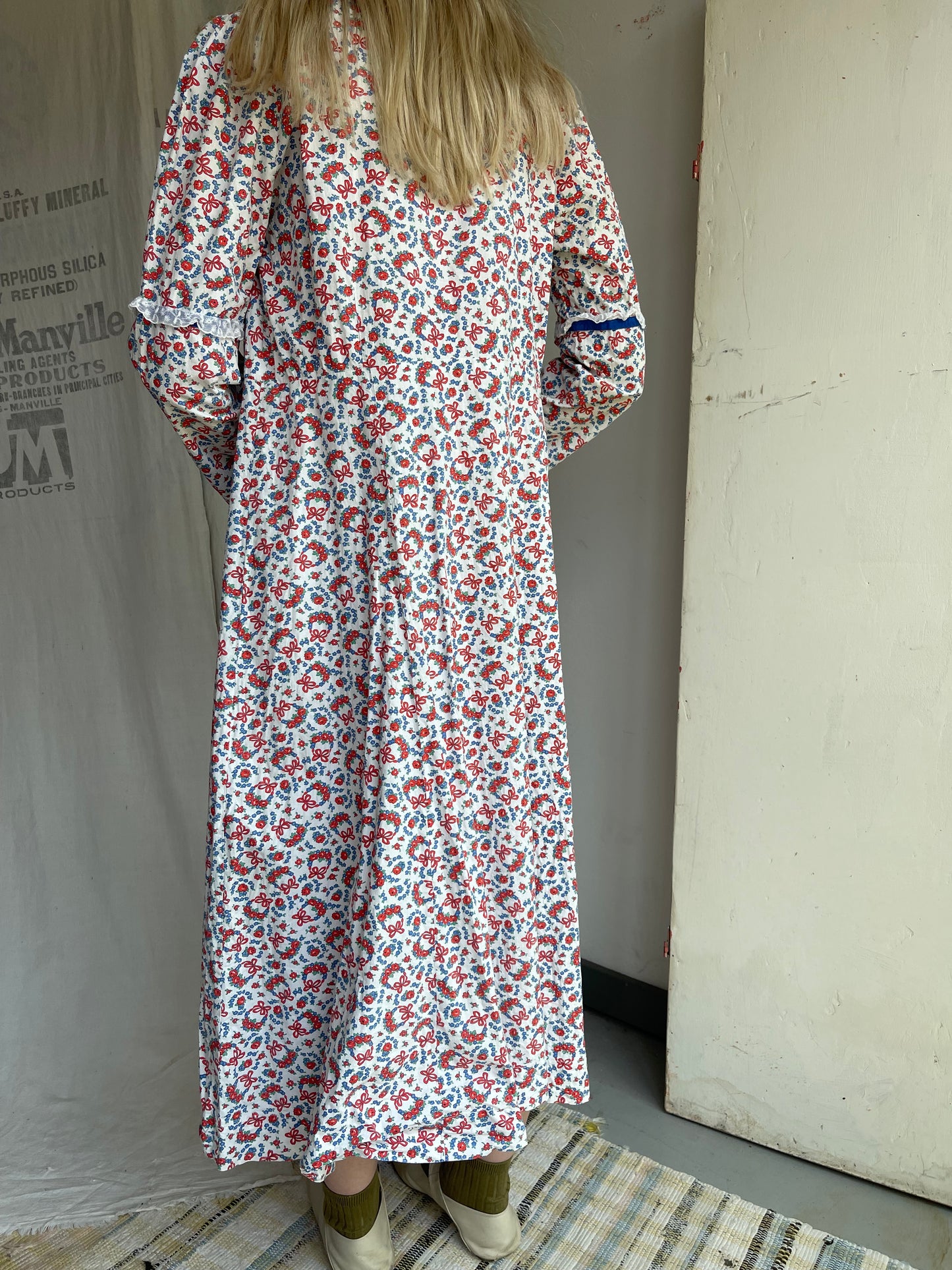 1930s 1940s Bell Zip Cotton Dress
