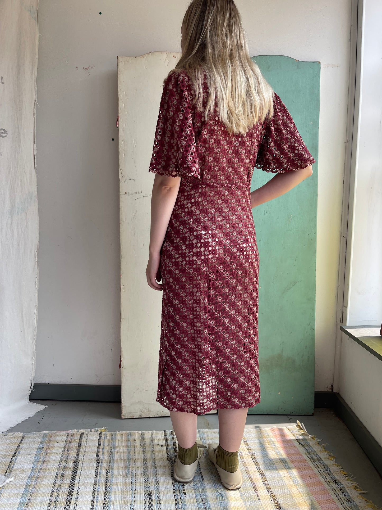 1930s 1940s Eyelet Dress