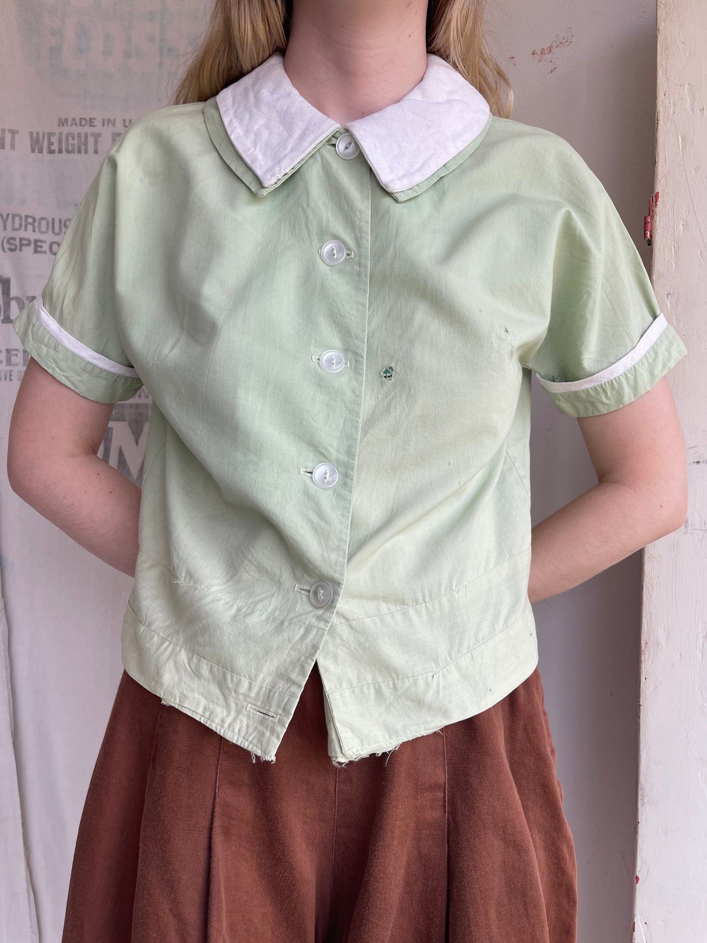 1940s 1950s Pastel Mint Green Top
