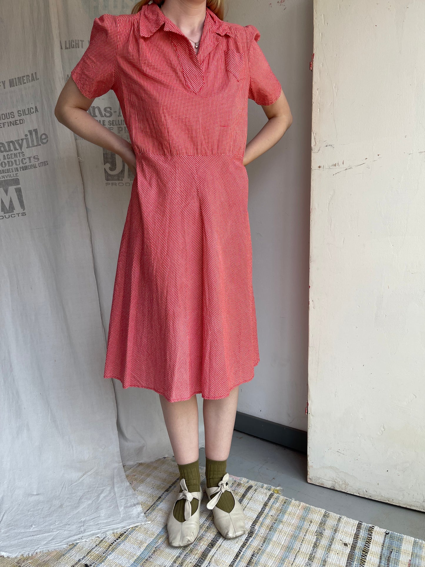1930s Plaid Cotton Dress