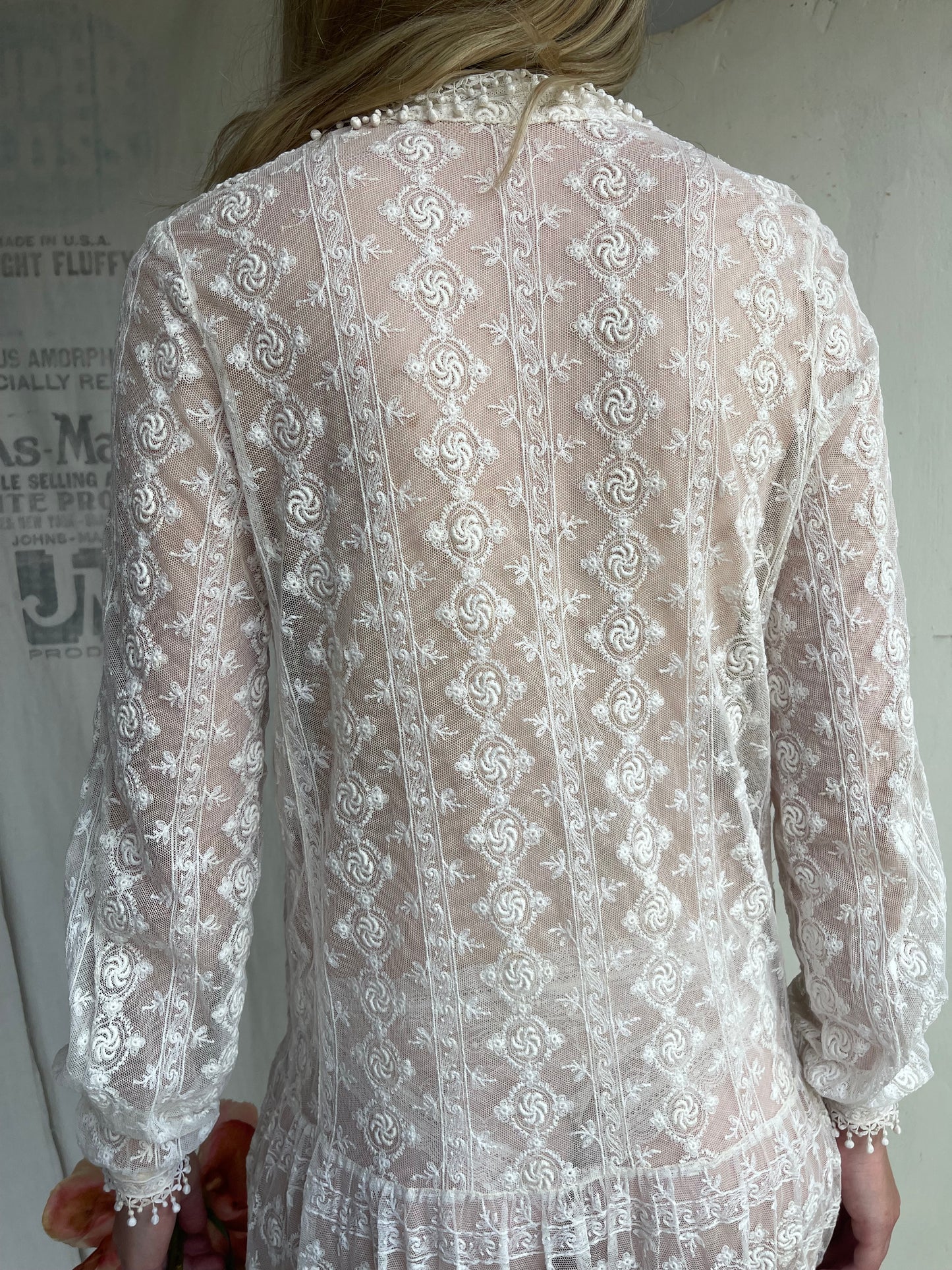 1920s Drop Waist Tambour Lace Dress