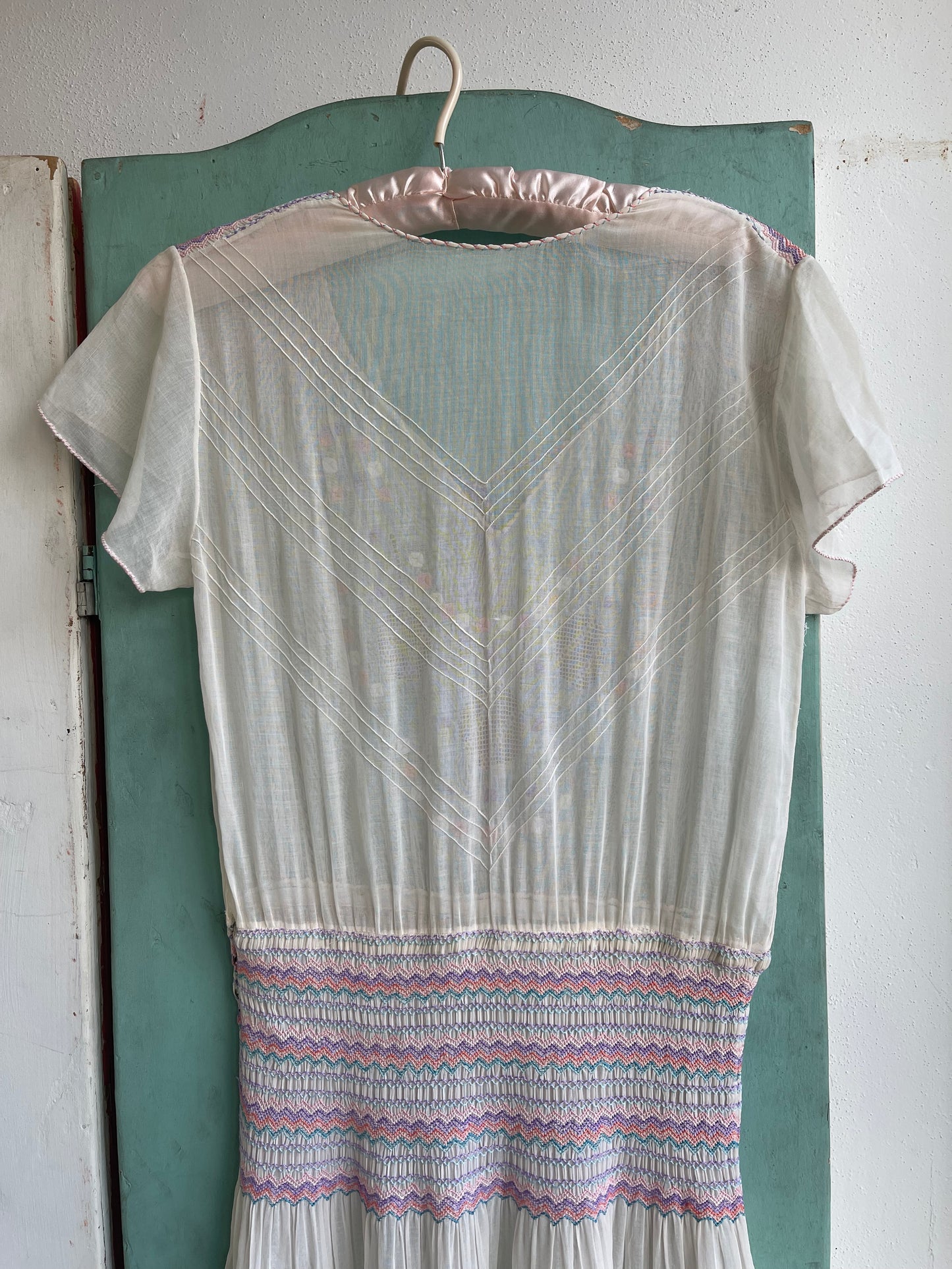 1920s Pastel Hungarian Cotton Dress