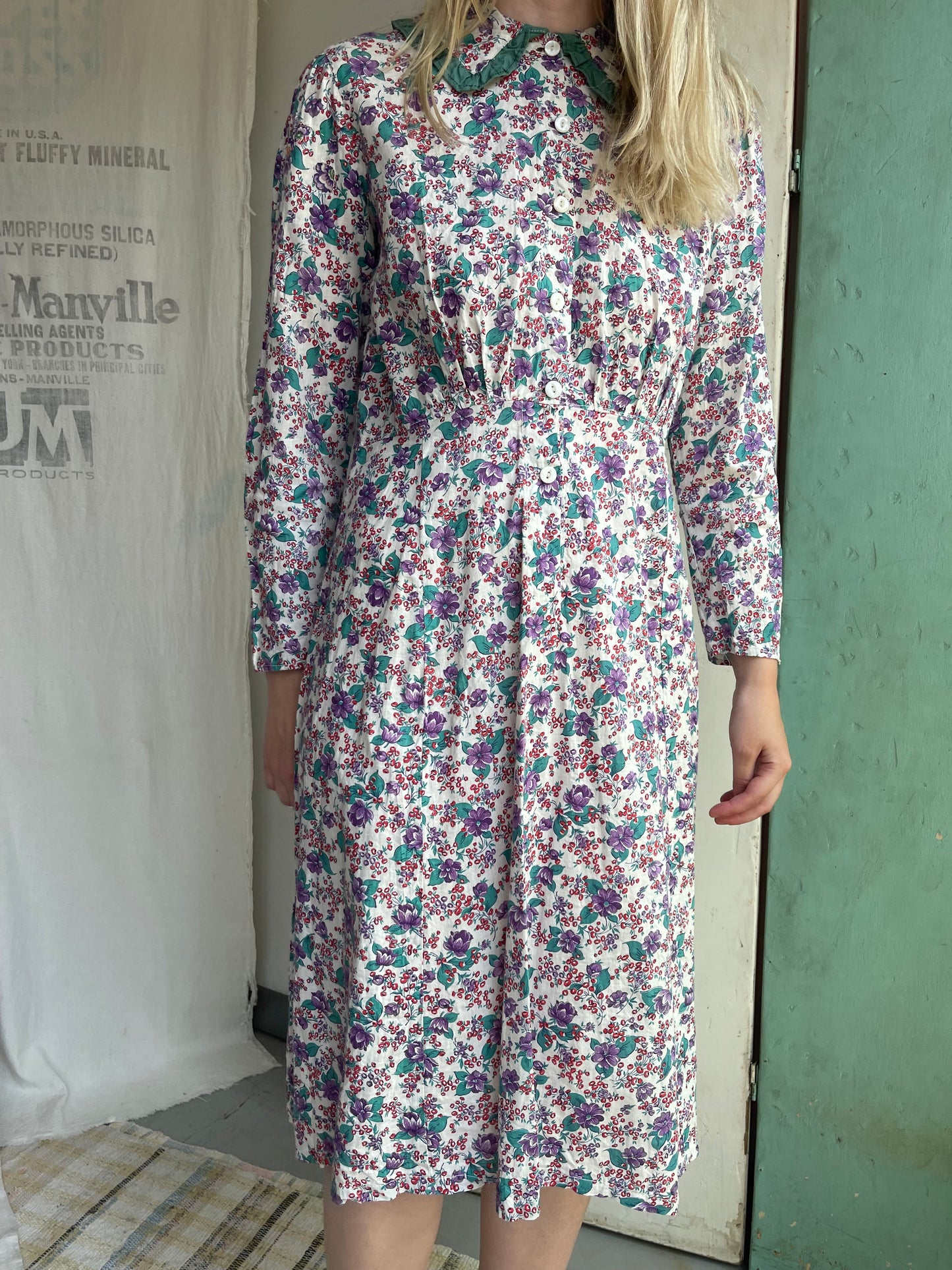 1930s 1940s Feedsack Floral Dress
