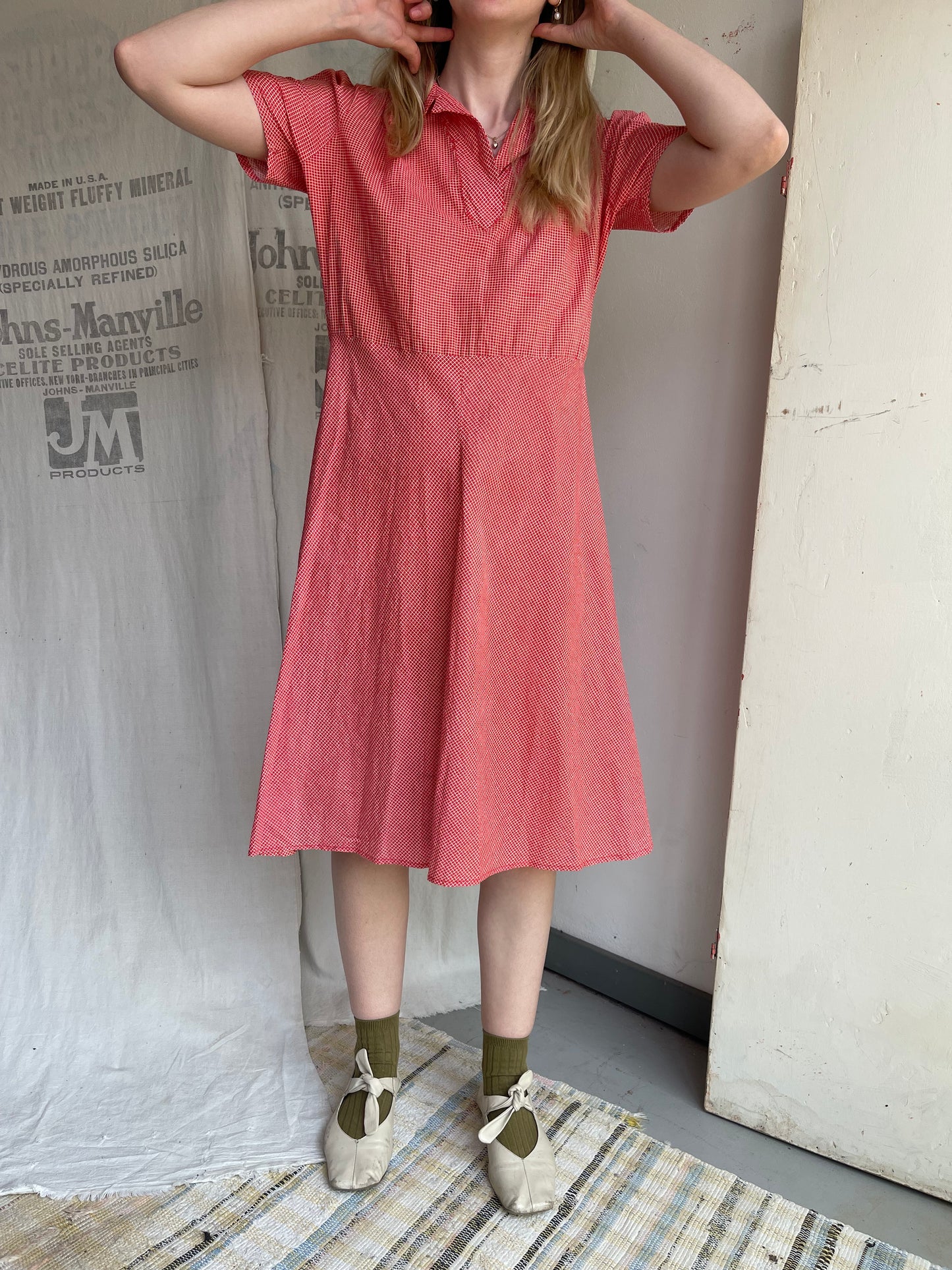 1930s Plaid Cotton Dress