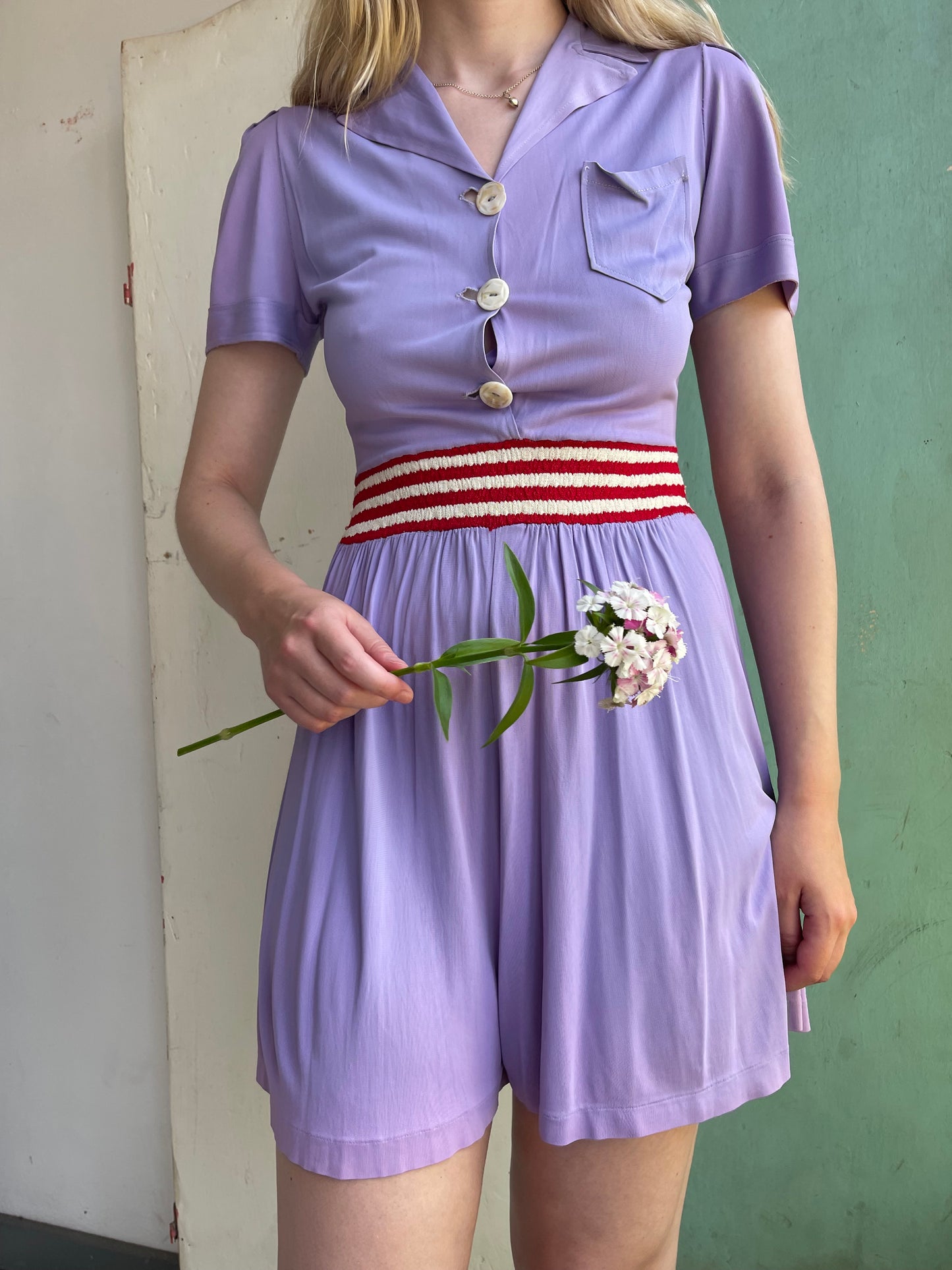 1940s Rayon Jersey Romper and Skirt Set