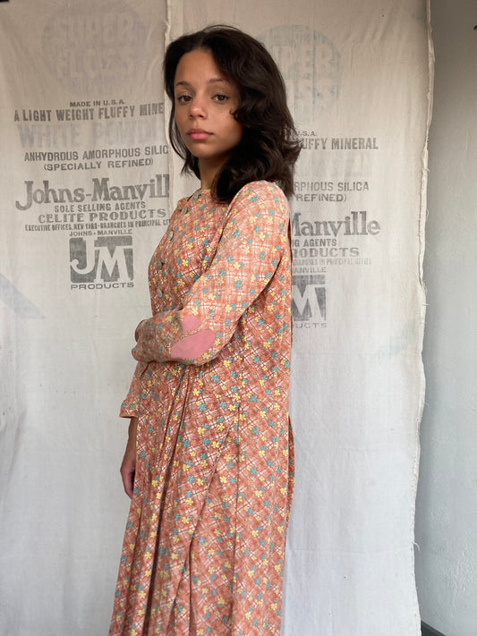 1930s Dustbowl Era Cotton Mended Dress