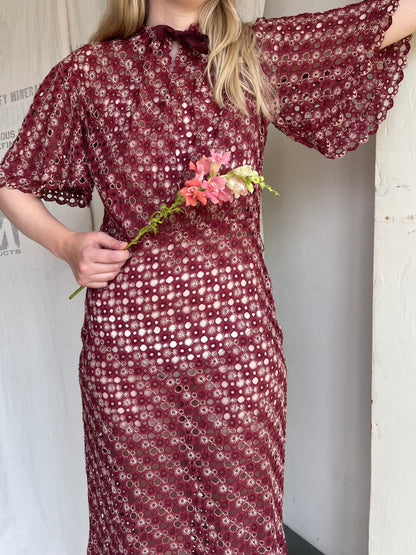 1930s 1940s Eyelet Dress