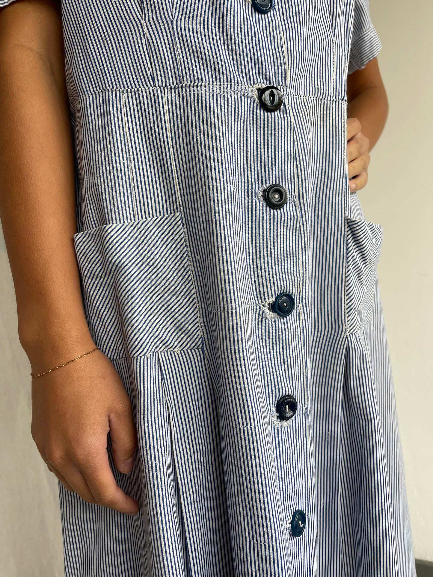 1940s Cotton Pinstripe Dress