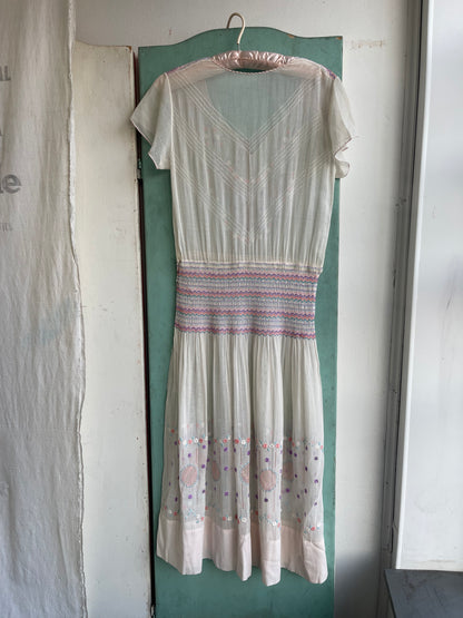1920s Pastel Hungarian Cotton Dress
