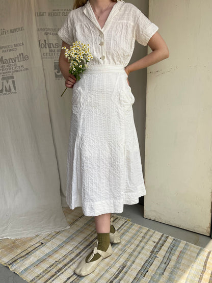 1940s Seersucker Romper and Skirt Set
